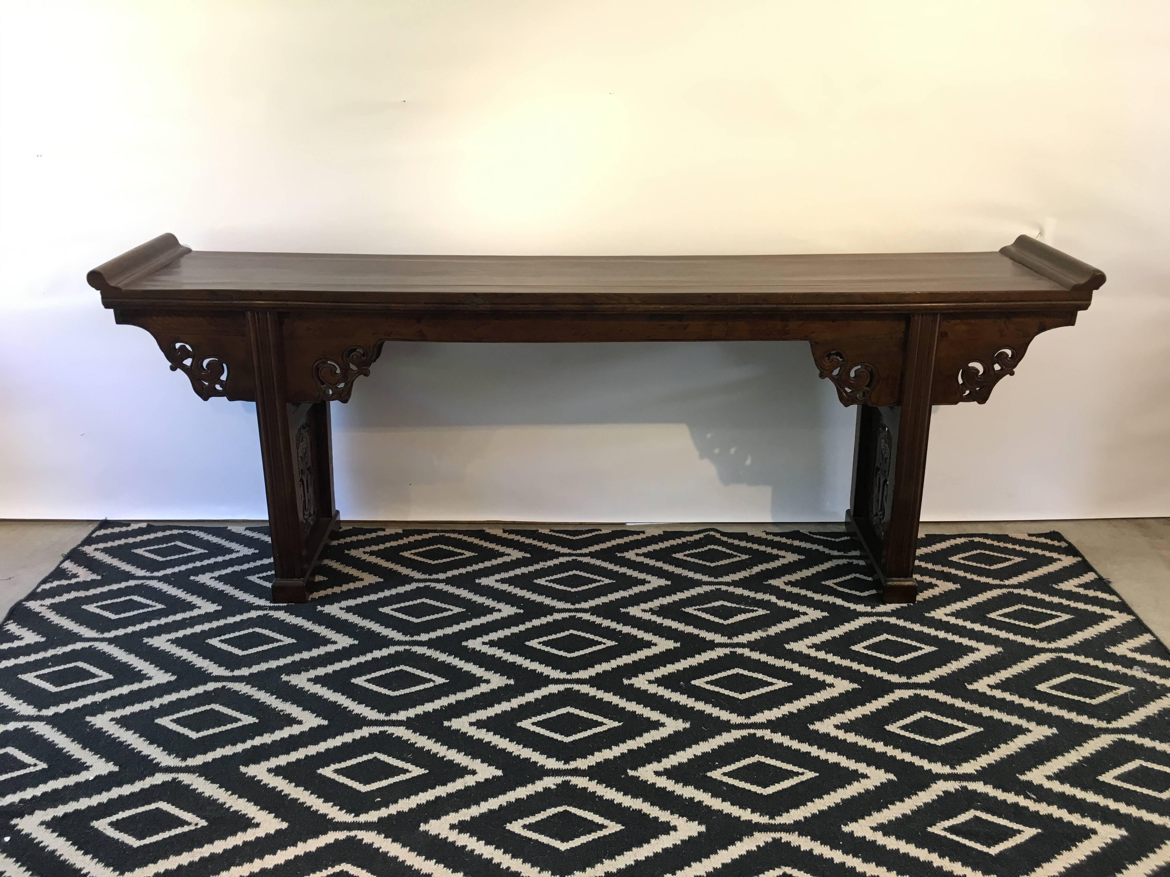 Joinery Early 20th Century Chinese Elmwood Altar Table, Late Qing Dynasty For Sale