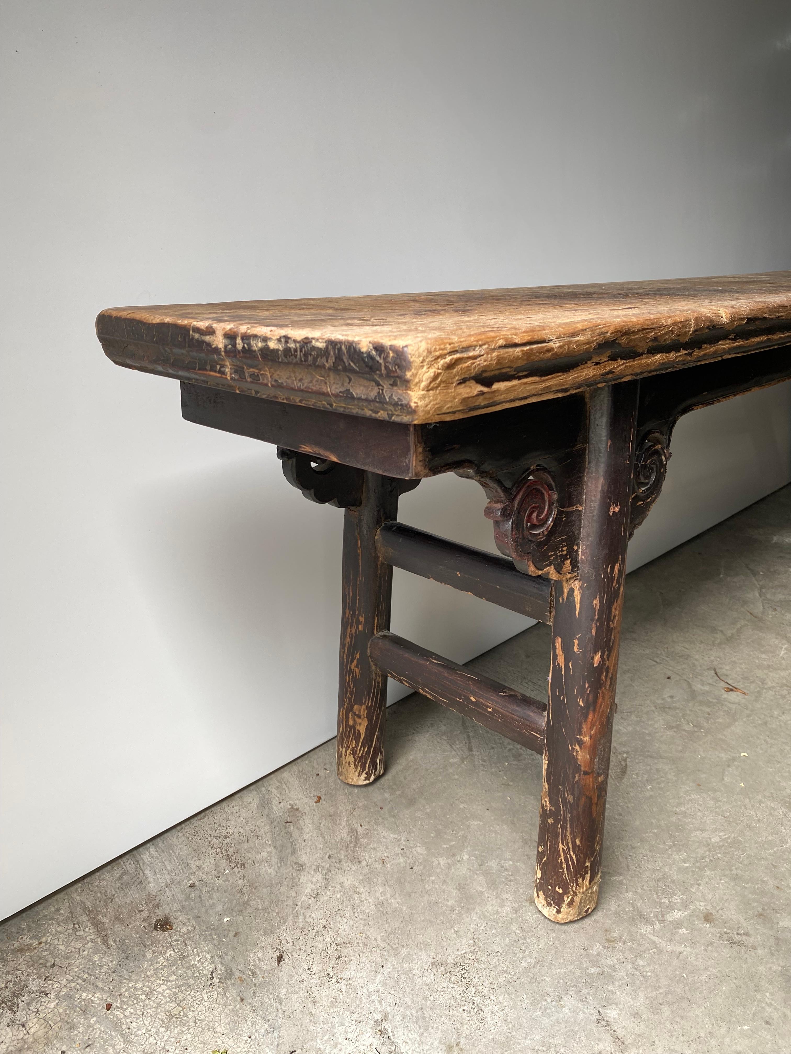 Early 20th Century Chinese Elmwood Bench 1