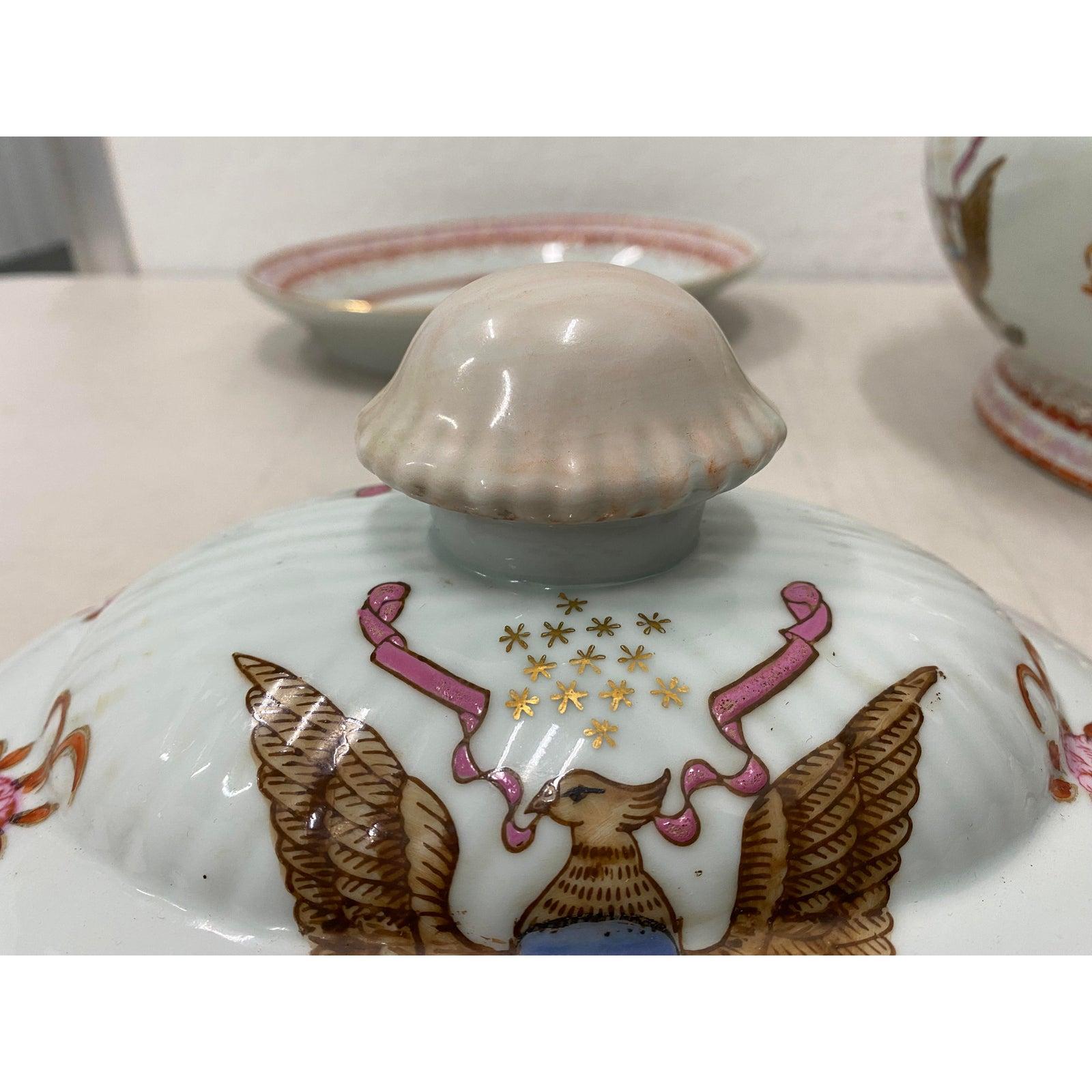 Hand-Painted Early 20th Century Chinese Export American Amorial Tureen