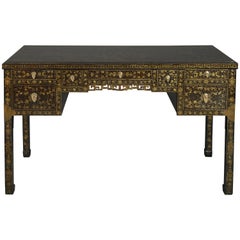 Early 20th Century Chinese Export Black Lacquer Desk