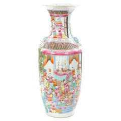 Early 20th Century Chinese Export Famille Rose “100 Boys” Porcelain Floor Vase