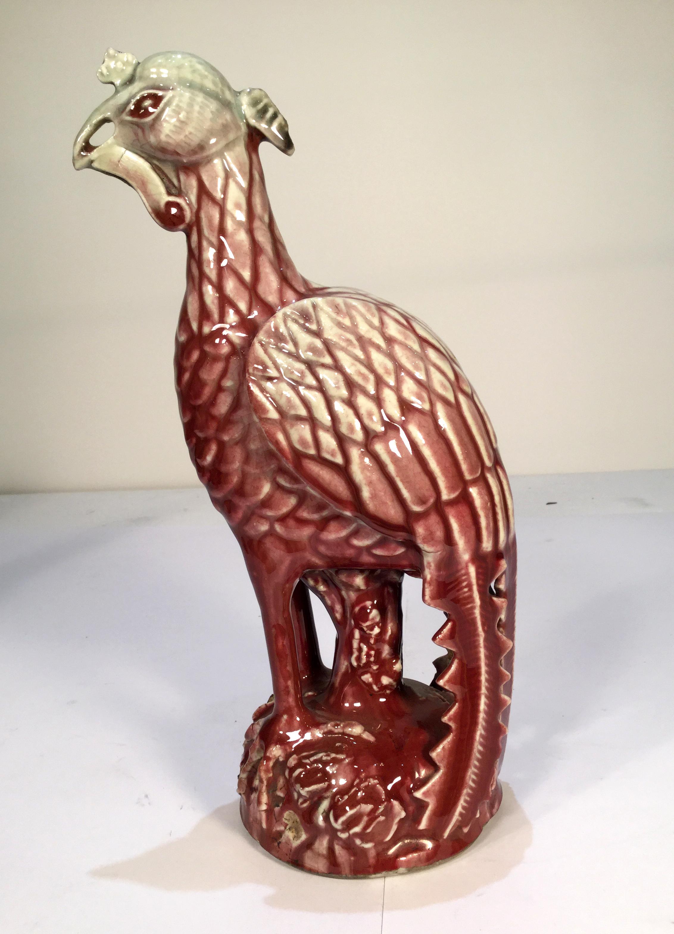 Early 20th Century Chinese Export Pair of Ceramic Ho Ho Birds 3