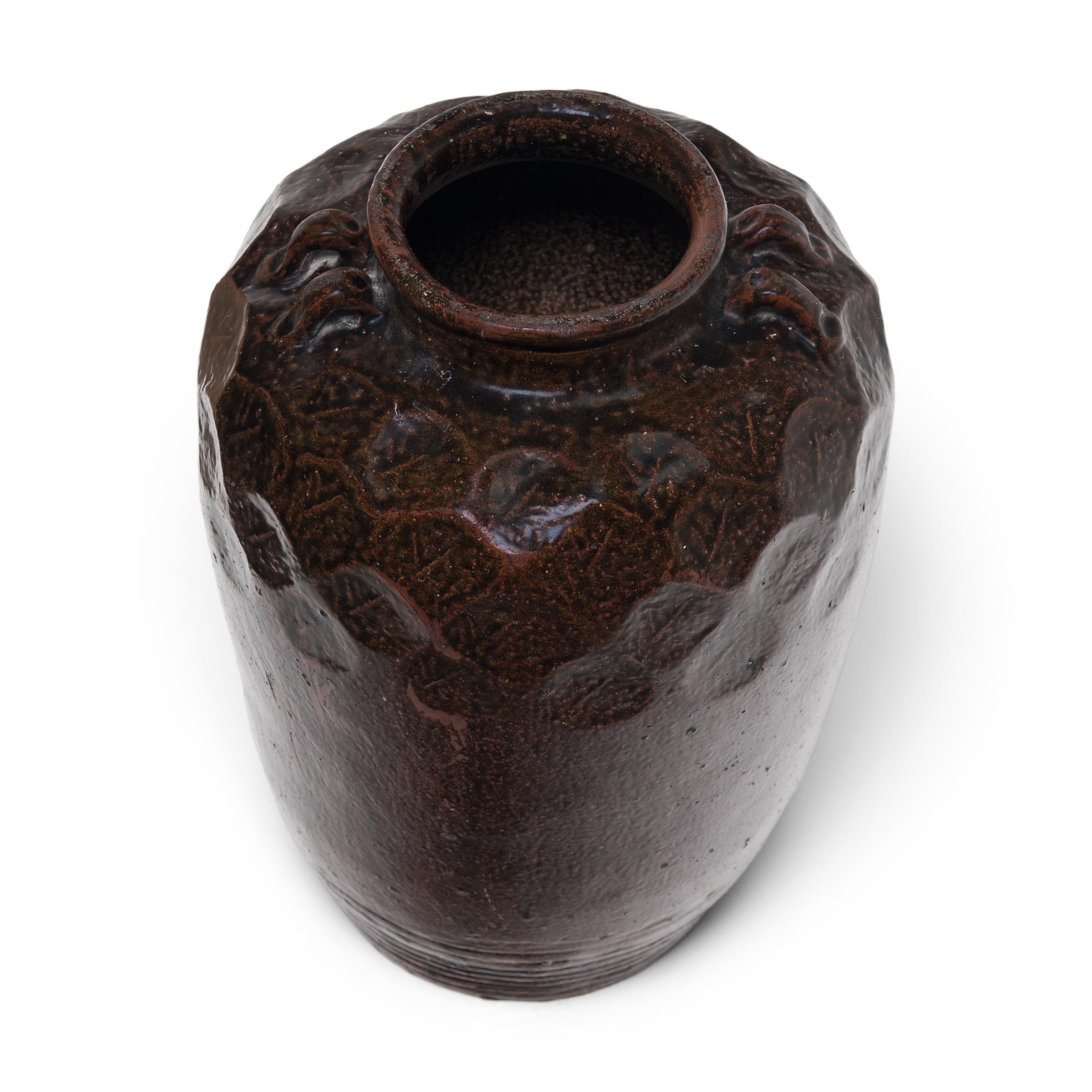 Glazed Chinese Faceted Wine Jar, c. 1900 For Sale