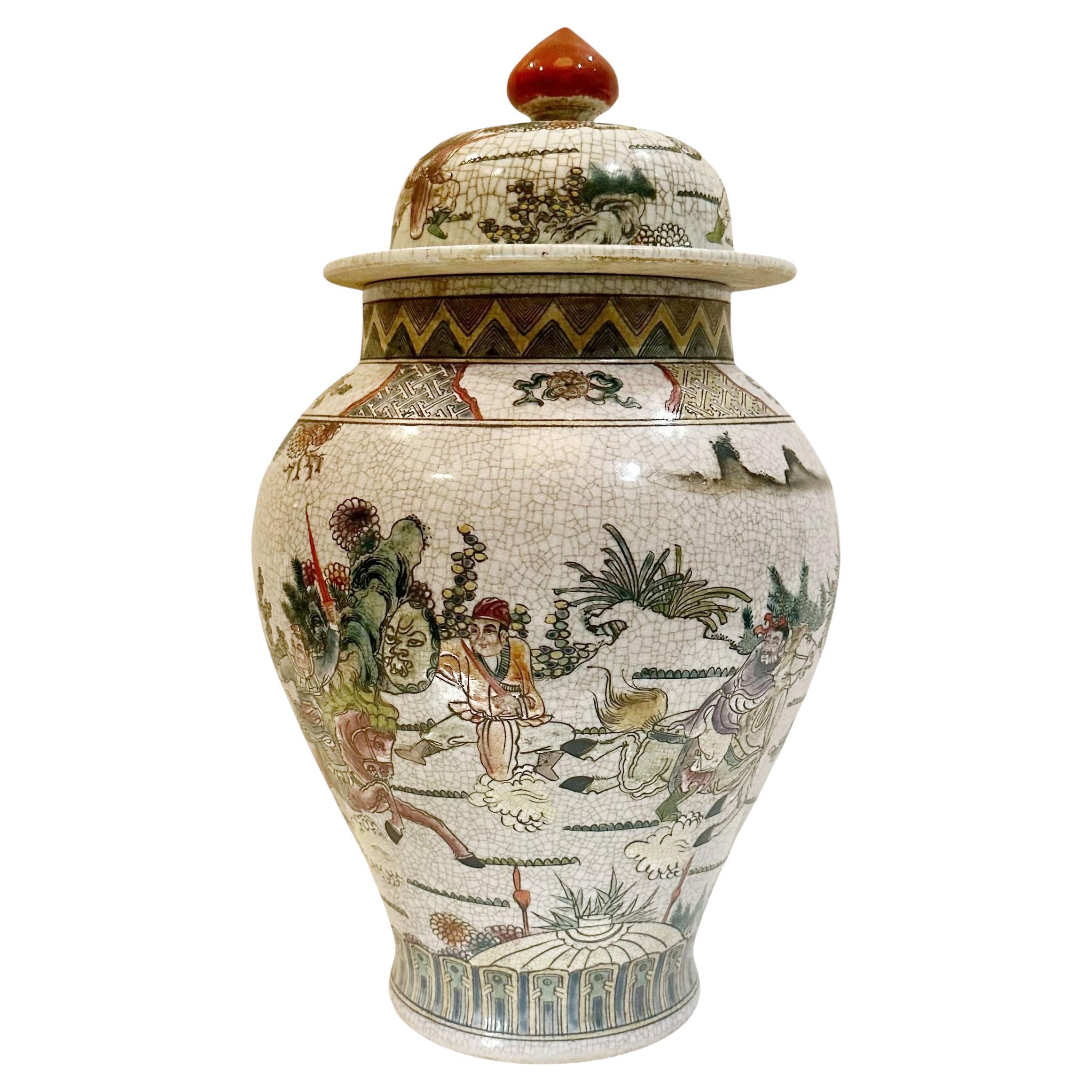 Chinesische Famille Verte-Vase mit Schlachtszene aus dem frühen 20.