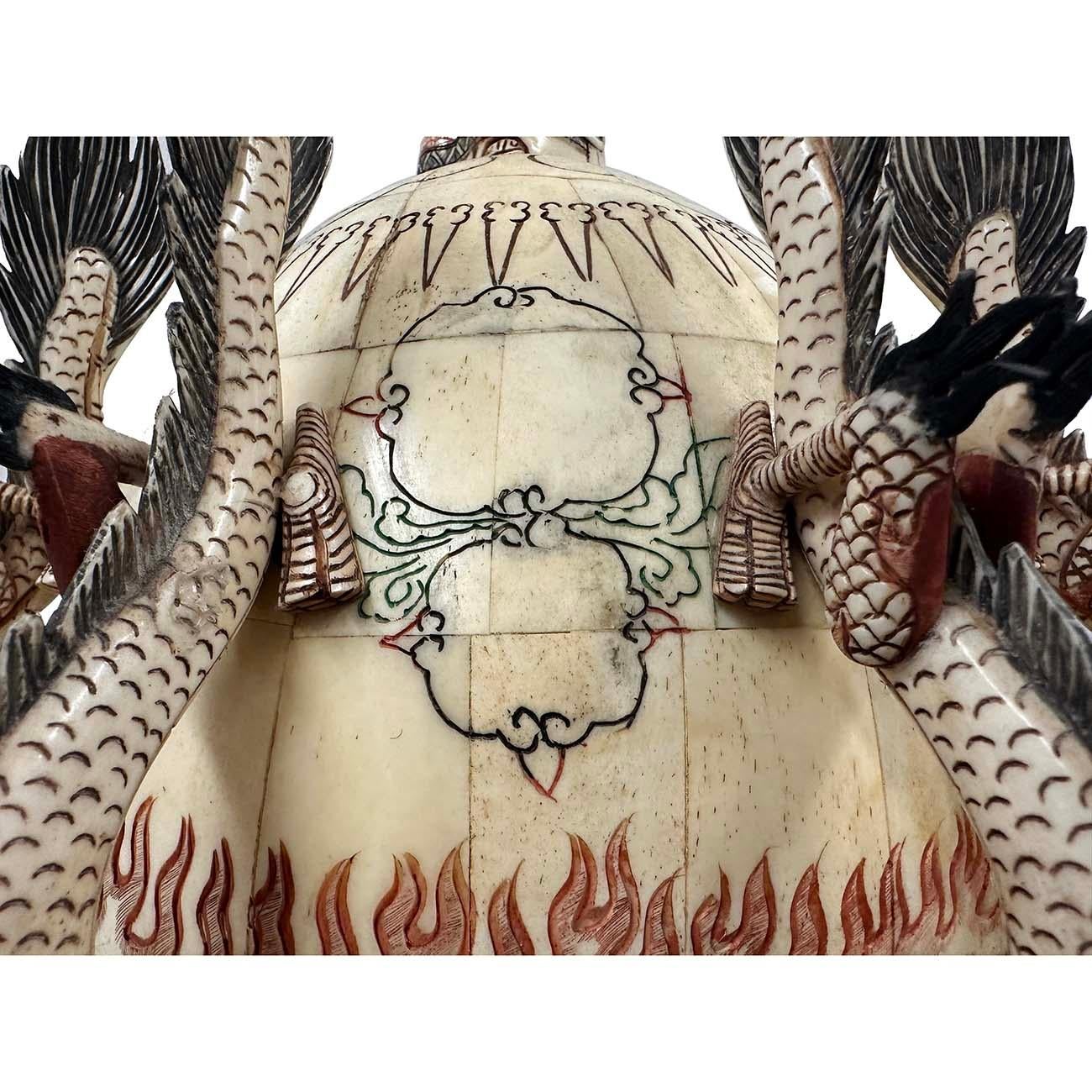 Early 20th Century Chinese Faux Ivory Carved Earthquake Detector, Seismograph For Sale 4