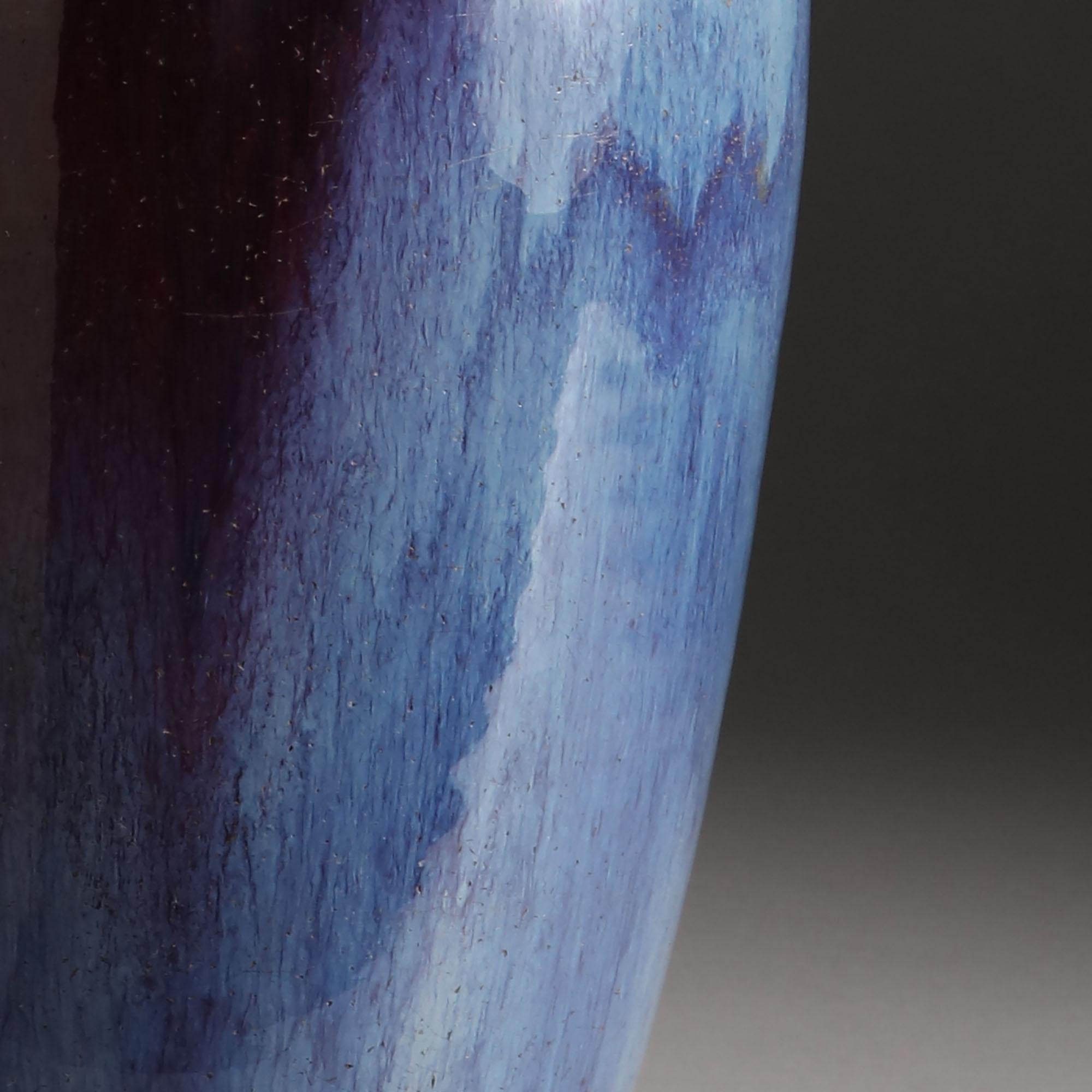 Ceramic Early 20th Century Chinese Flambé Vase as a Table Lamp with Blue and Red Glaze