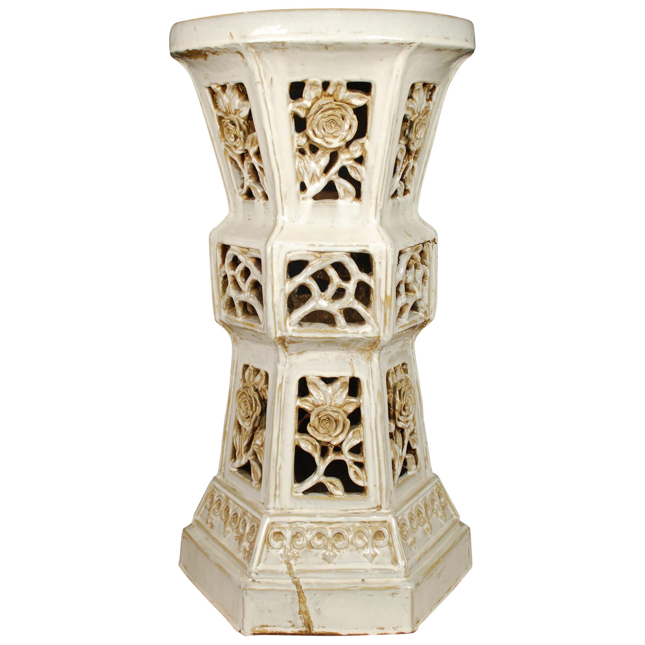 Early 20th Century Chinese Floral Ceramic Pedestal