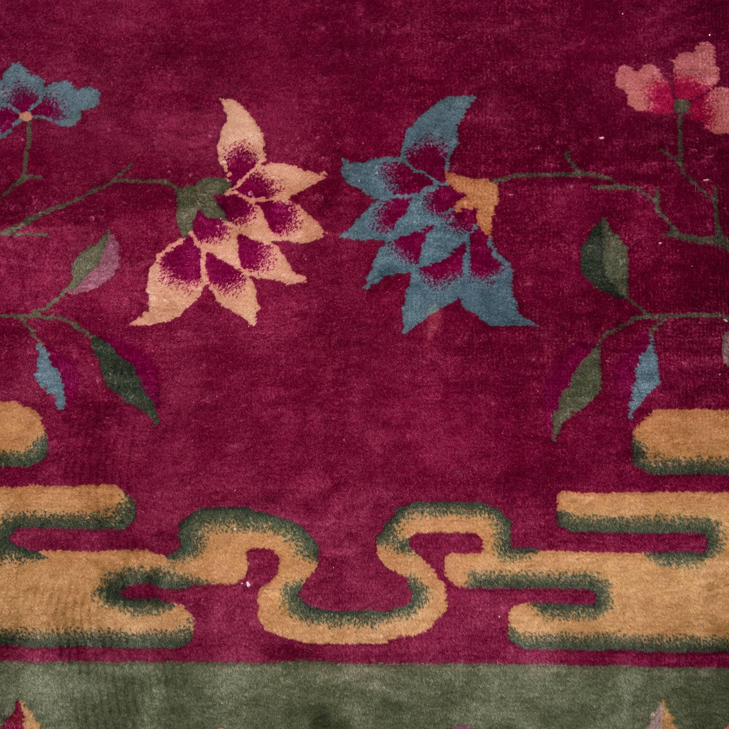 Wool Early 20th Century Chinese Floral Nichols Rug