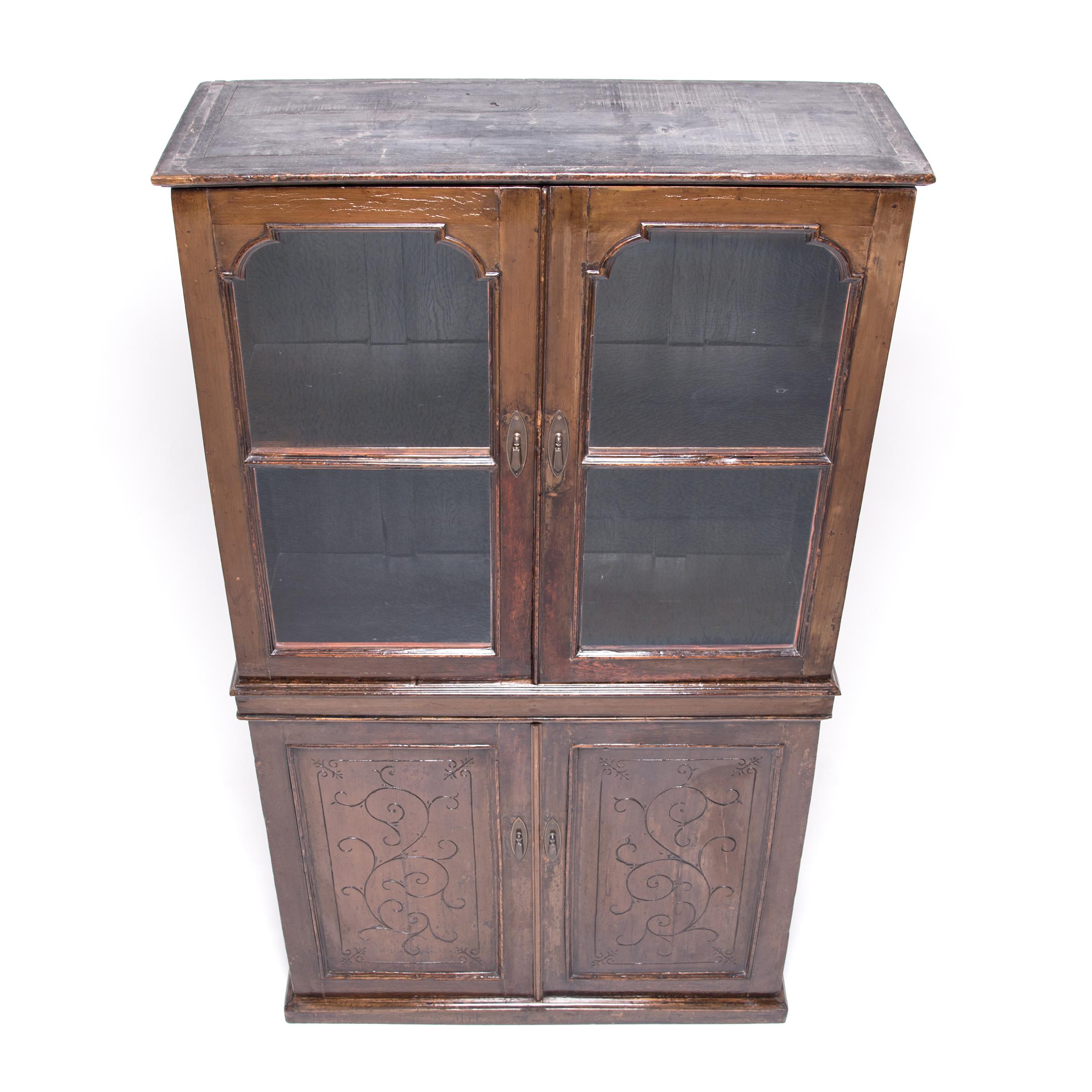 Early 20th Century Chinese Four-Door Glass Front Cabinet 1