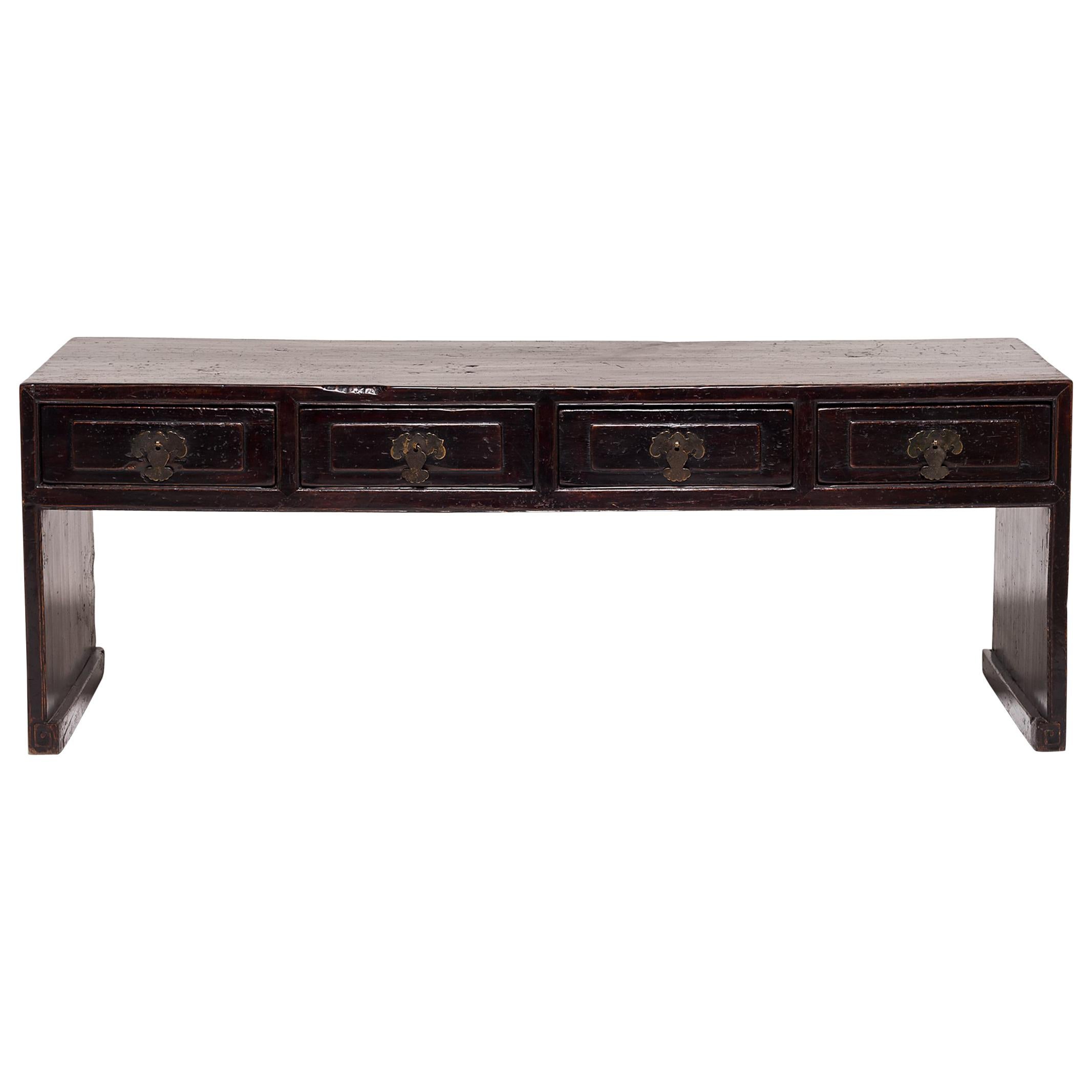 Early 20th Century Chinese Four-Drawer Low Ribbon Table