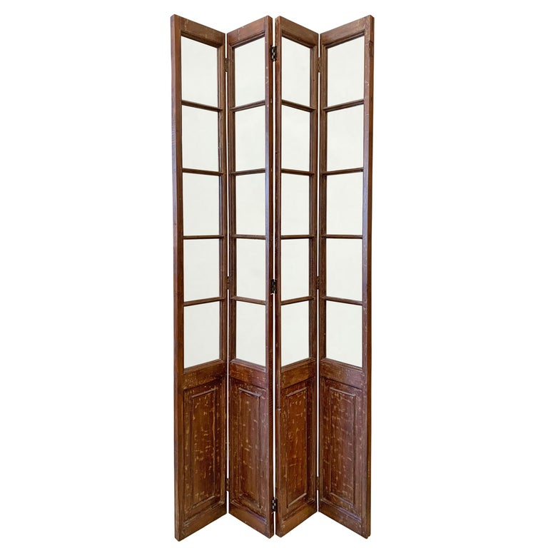 Lacquered Early 20th Century Chinese Four-Panel Room Divider For Sale