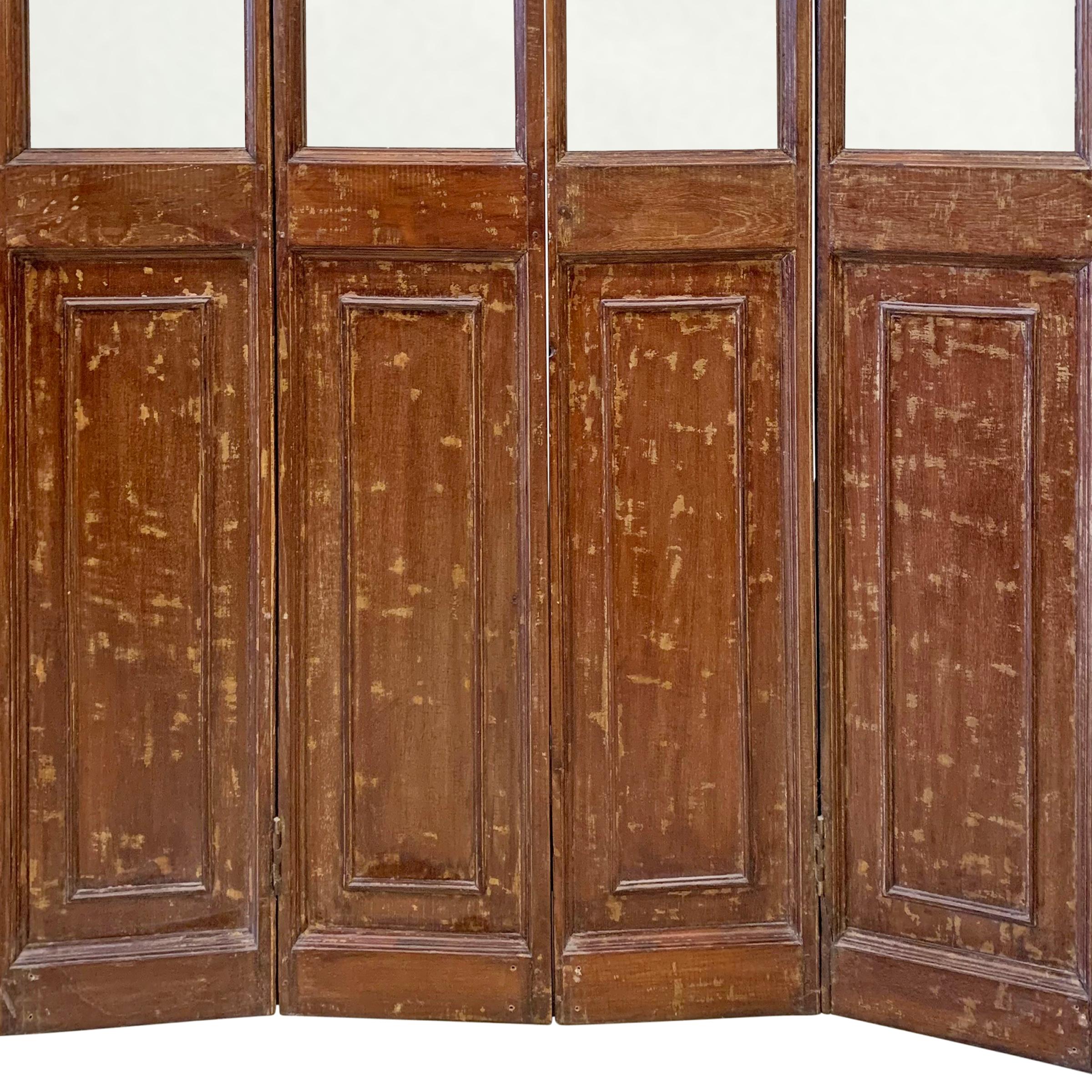 Wood Early 20th Century Chinese Four-Panel Room Divider For Sale