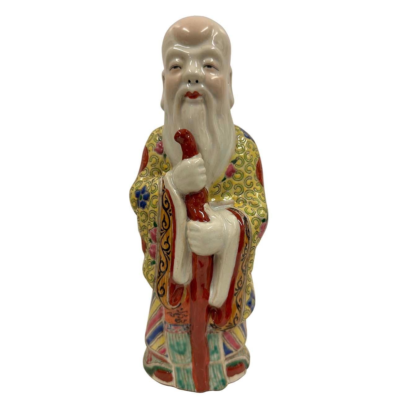 Early 20th Century Chinese Fu Lu Shou Feng Shui Trio Gods Figurines with Marks For Sale 4