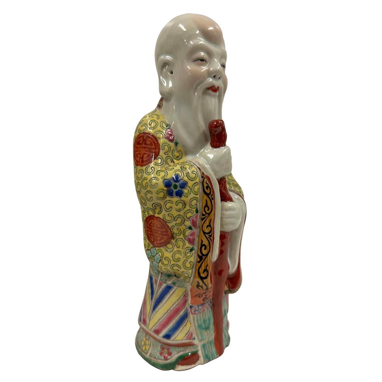 Early 20th Century Chinese Fu Lu Shou Feng Shui Trio Gods Figurines with Marks For Sale 5