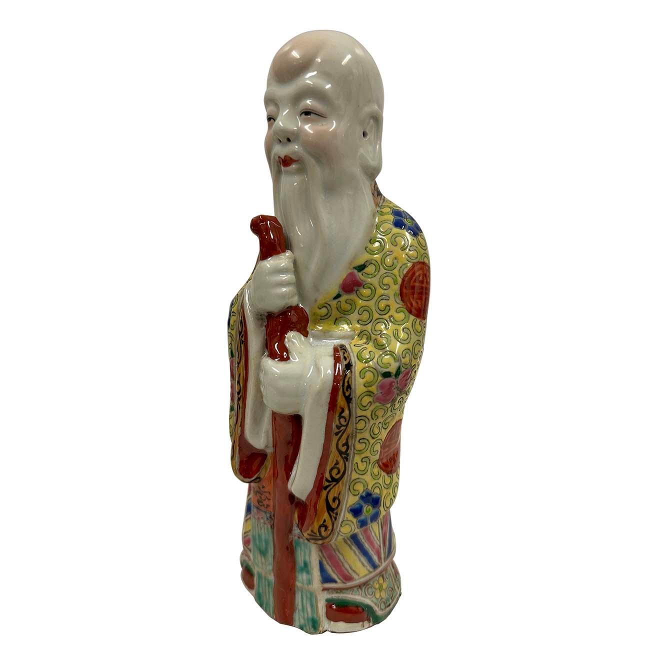 Early 20th Century Chinese Fu Lu Shou Feng Shui Trio Gods Figurines with Marks For Sale 6