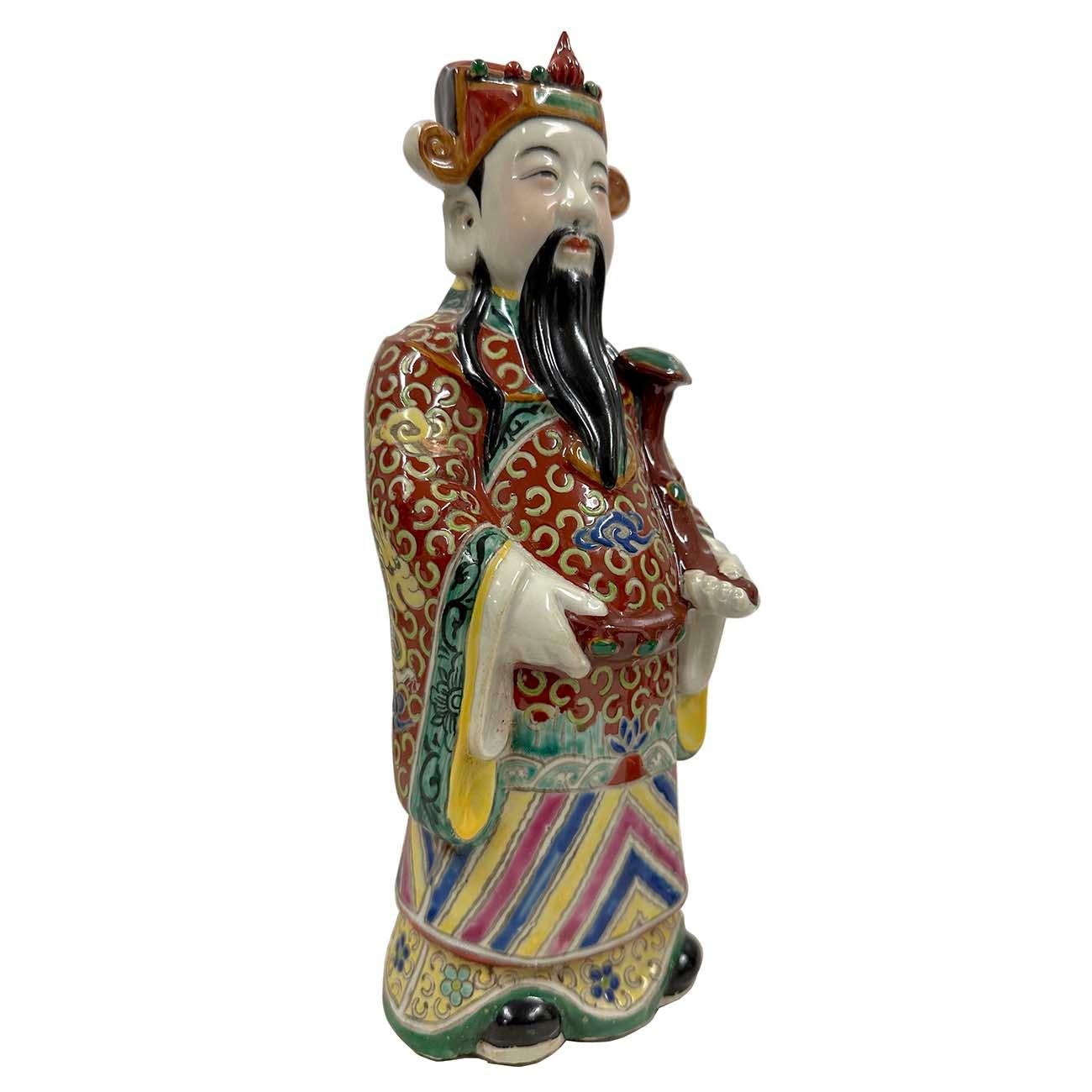Early 20th Century Chinese Fu Lu Shou Feng Shui Trio Gods Figurines with Marks For Sale 1