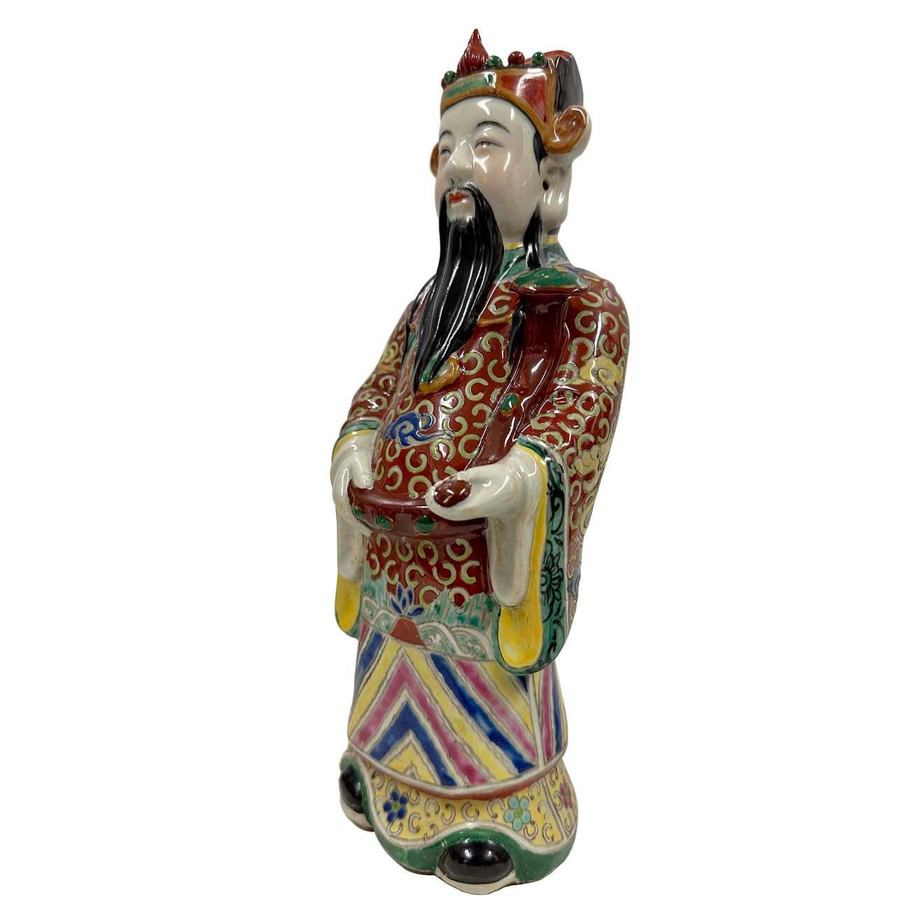 Early 20th Century Chinese Fu Lu Shou Feng Shui Trio Gods Figurines with Marks For Sale 2