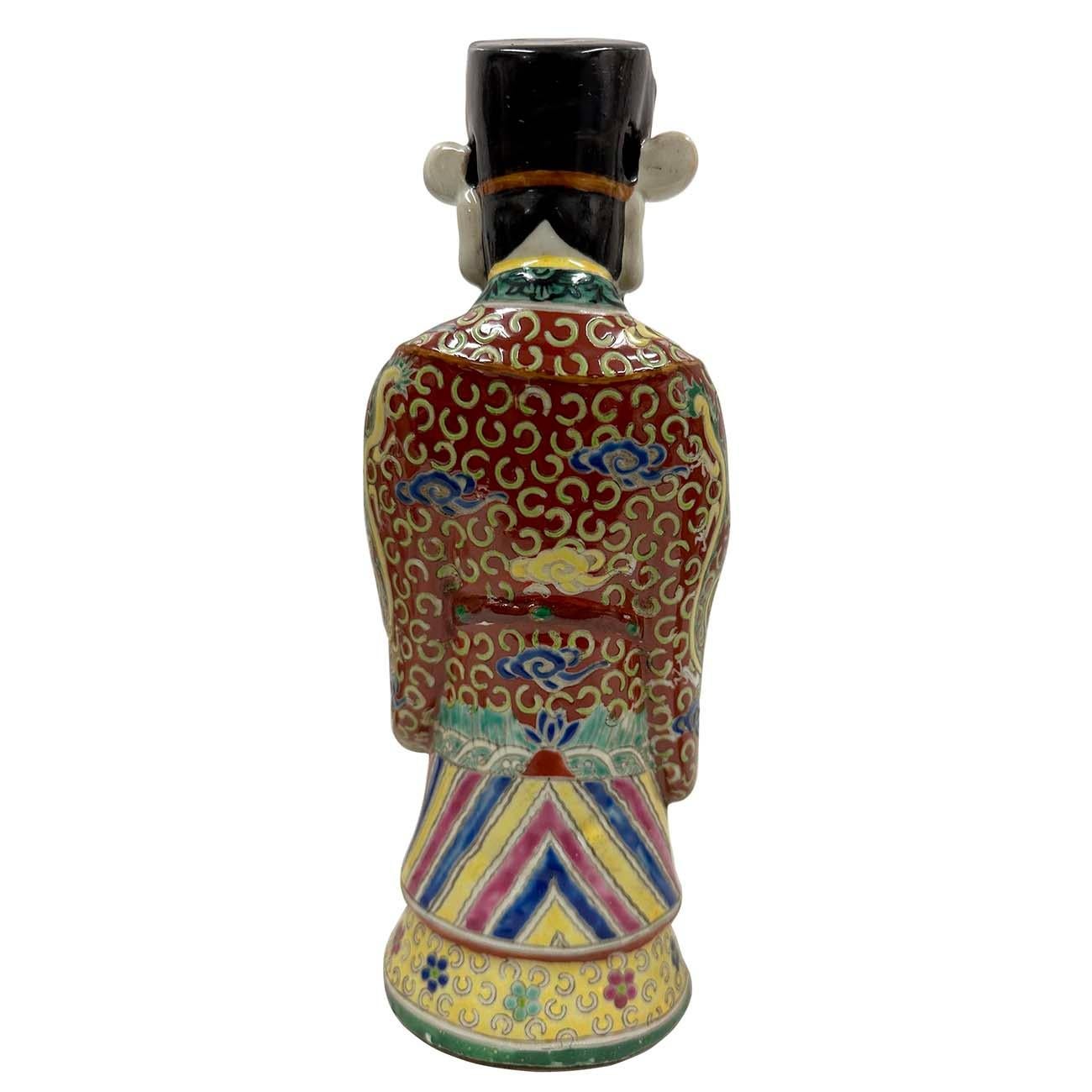 Early 20th Century Chinese Fu Lu Shou Feng Shui Trio Gods Figurines with Marks For Sale 3