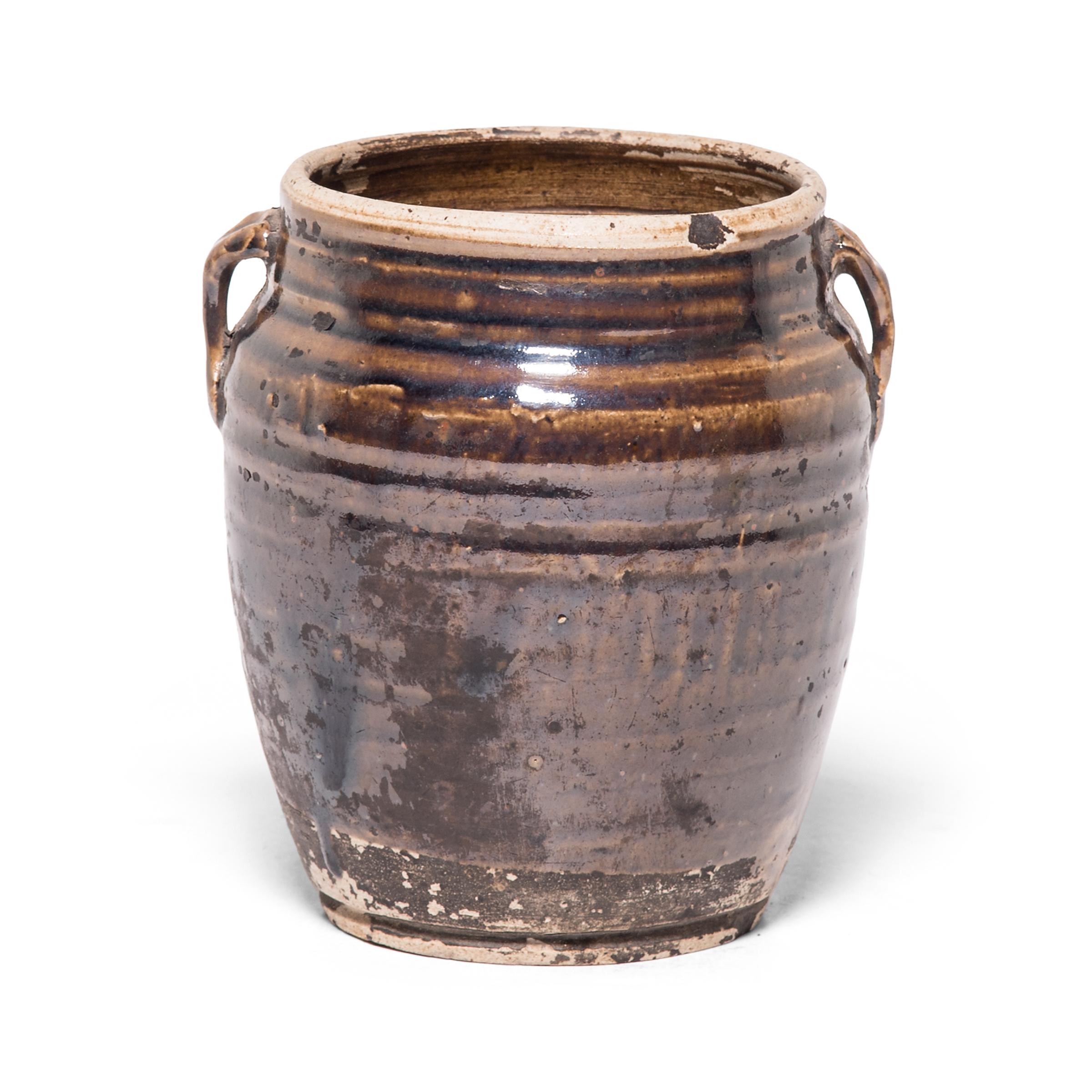 Rustic Early 20th Century Chinese Glazed Kitchen Jar