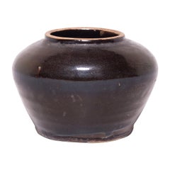 Antique Chinese Dark Glazed Kitchen Jar, c. 1900