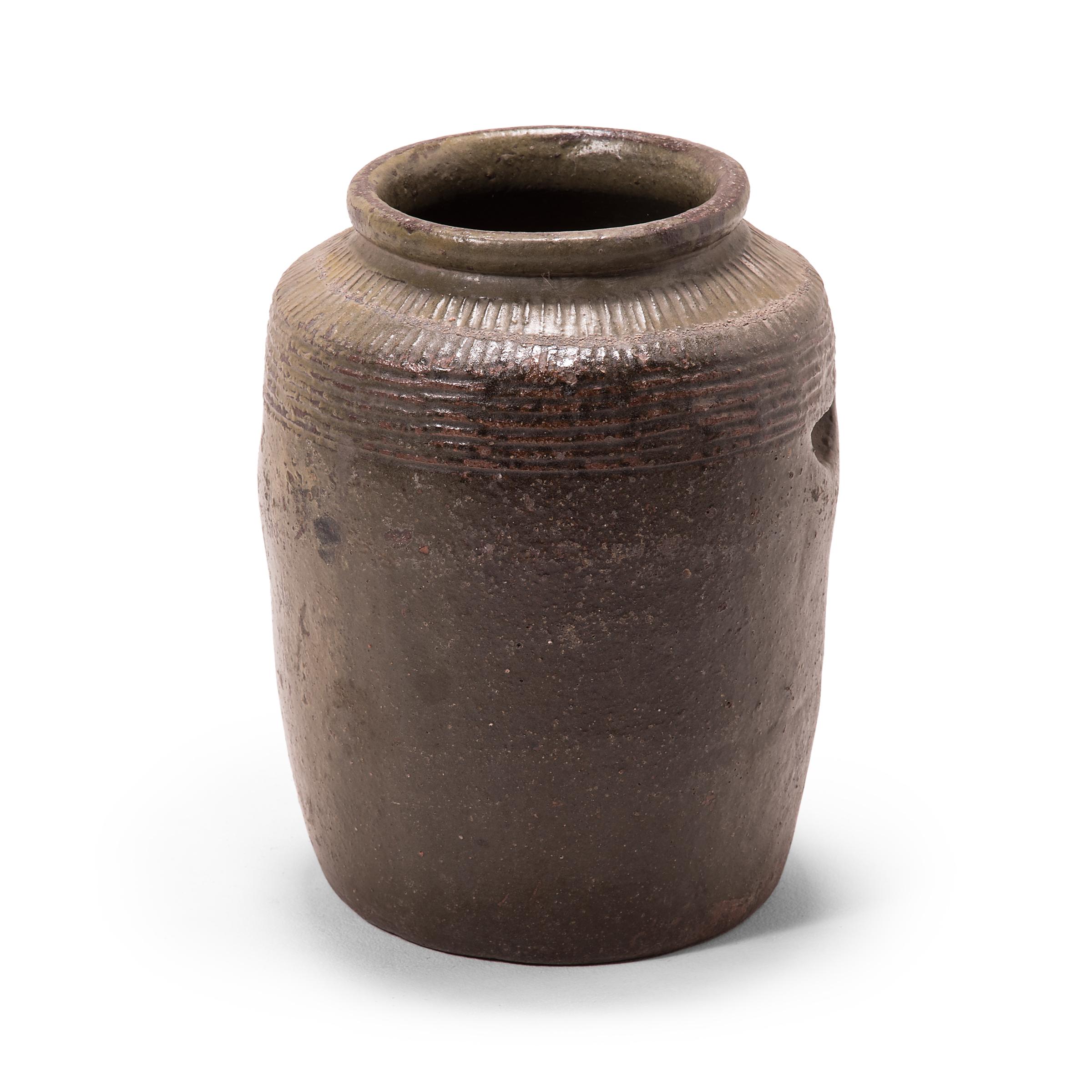 Qing Chinese Glazed Pickling Pot, c. 1900 For Sale