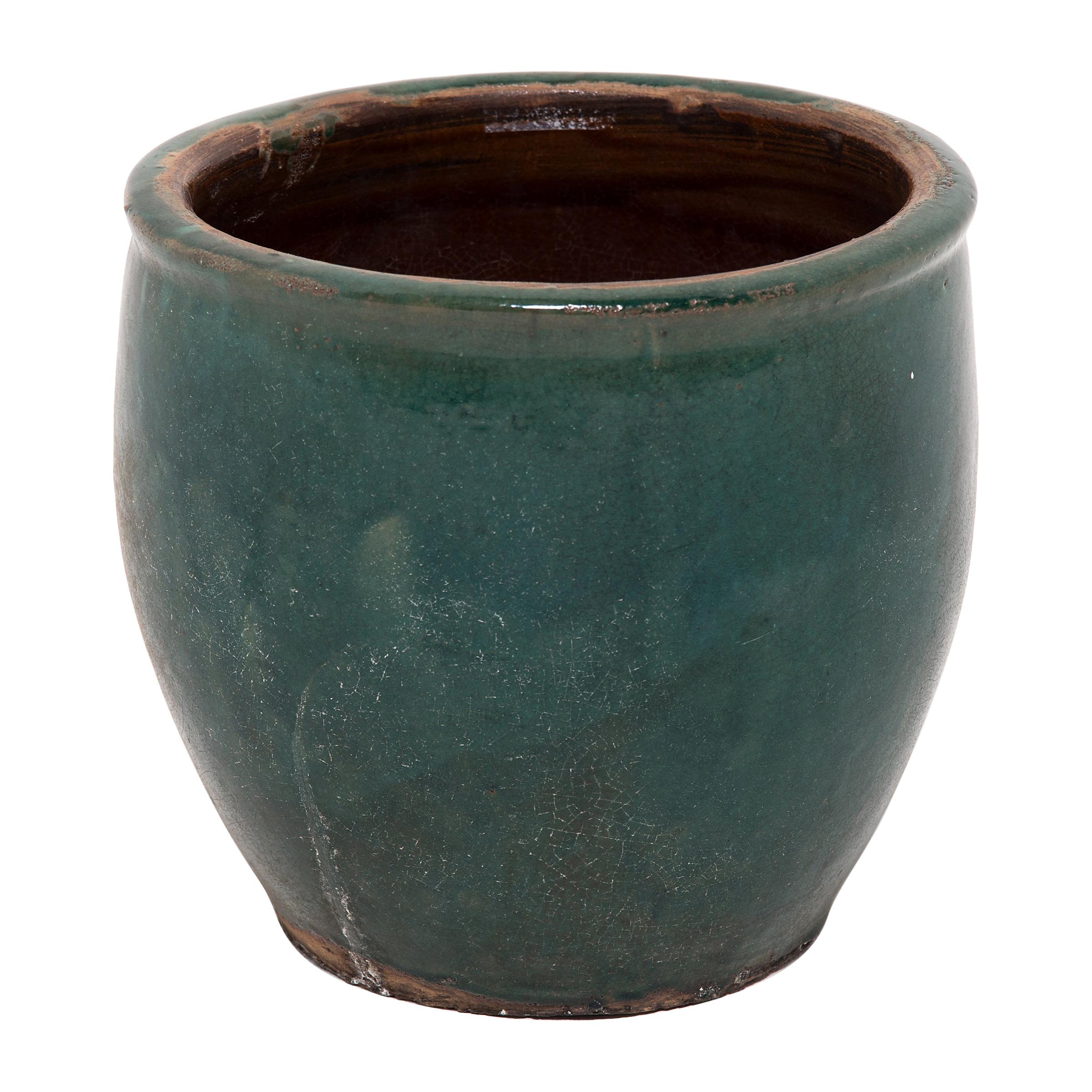Early 20th Century Chinese Green Glazed Pickling Pot