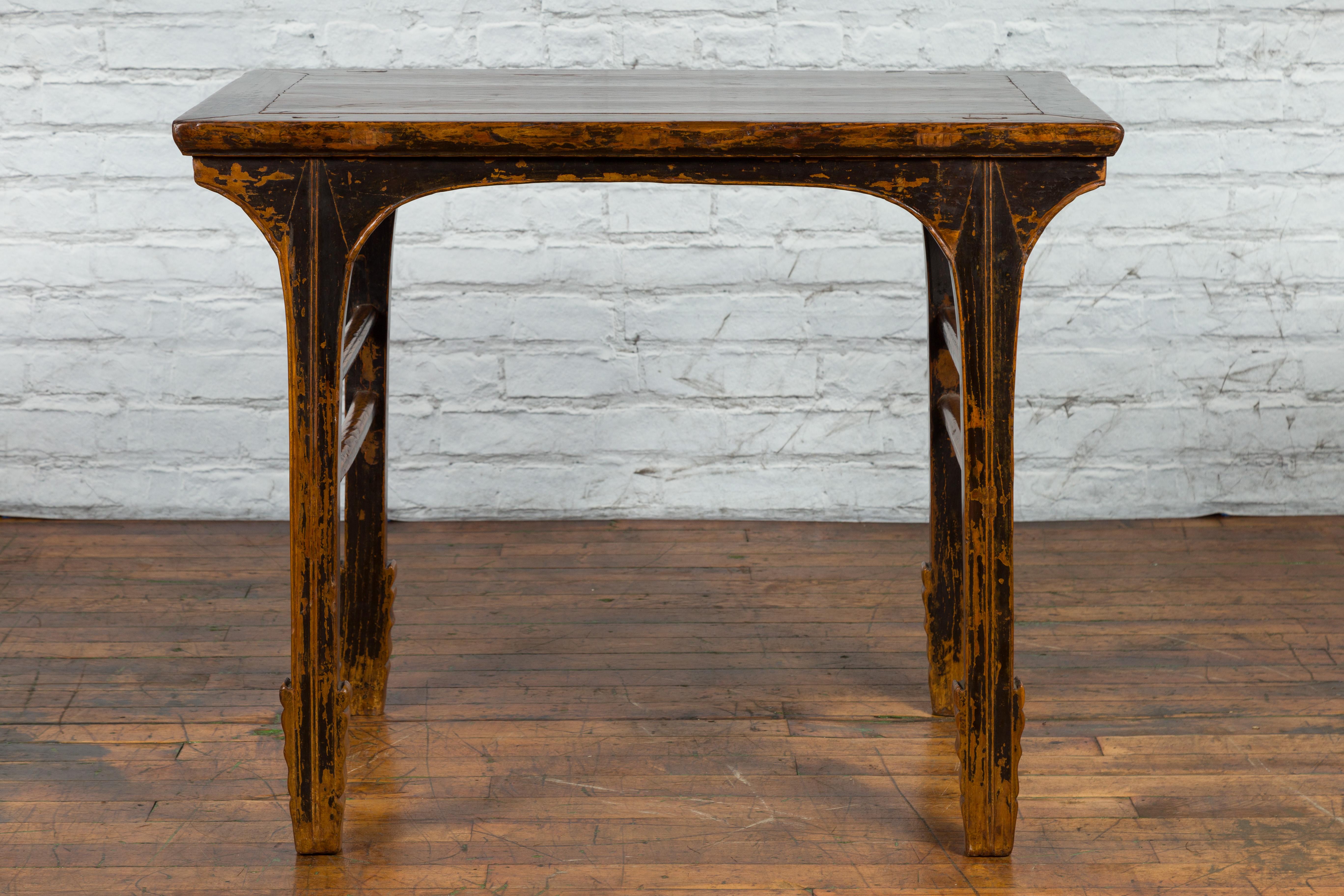 Early 20th Century Chinese Hand-Carved Altar Table with Distressed Patina For Sale 6