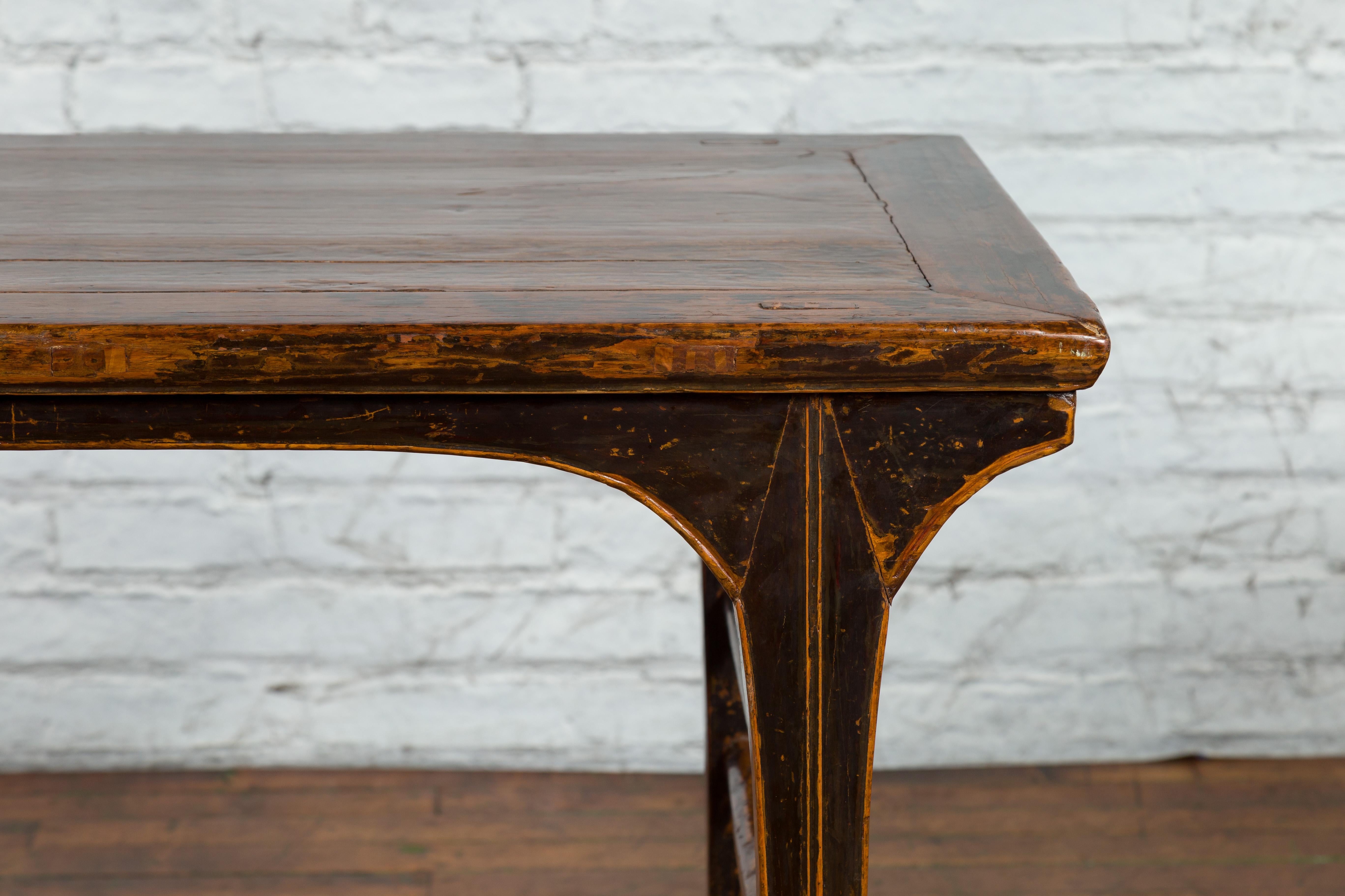 Early 20th Century Chinese Hand-Carved Altar Table with Distressed Patina For Sale 1