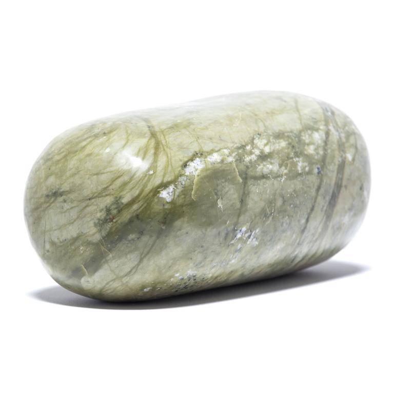 Polished Early 20th Century Chinese Greenery Stone Winter Melon