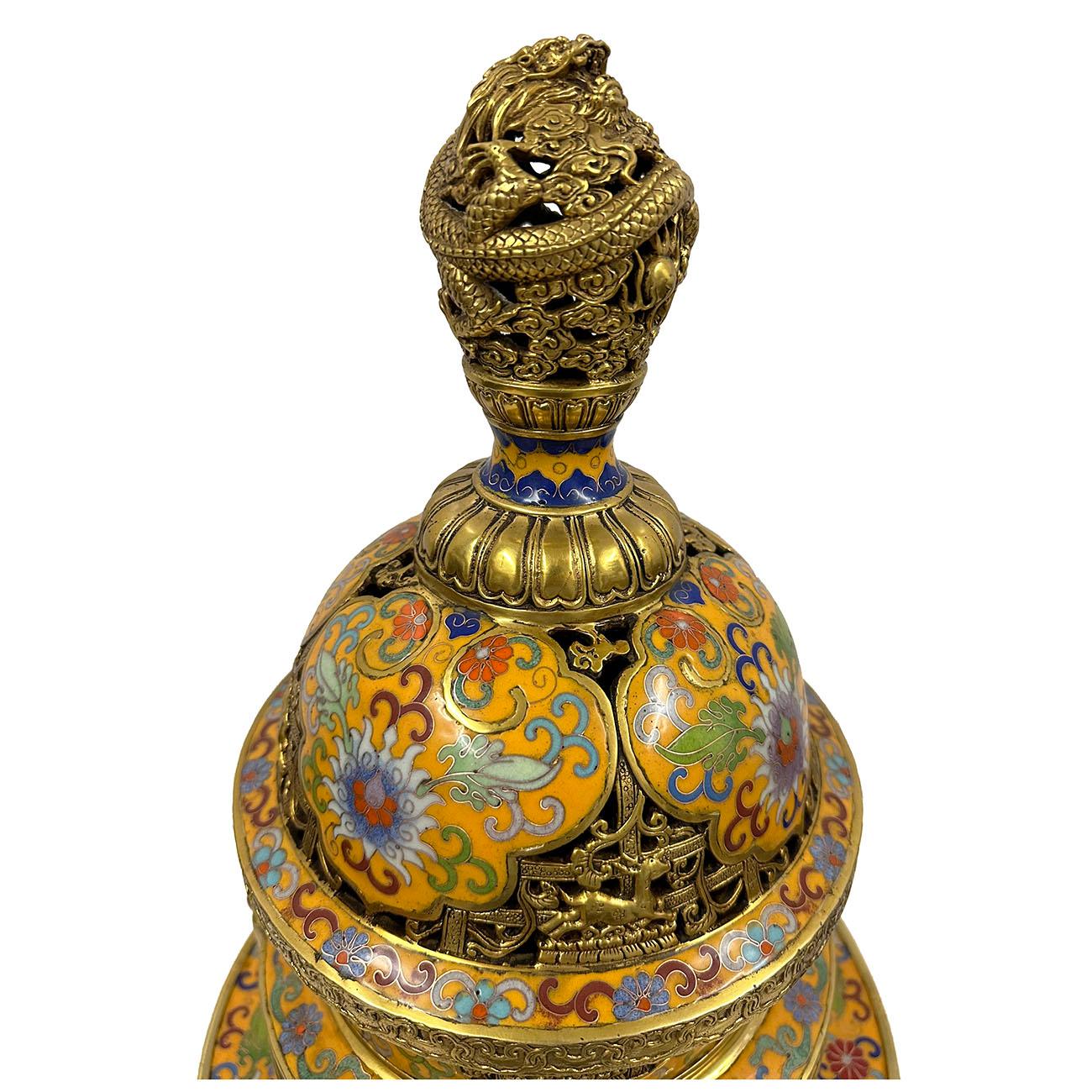 Bruciatore d'incenso a forma di drago Cloisonne cinese dei primi anni del XX secolo in vendita 1