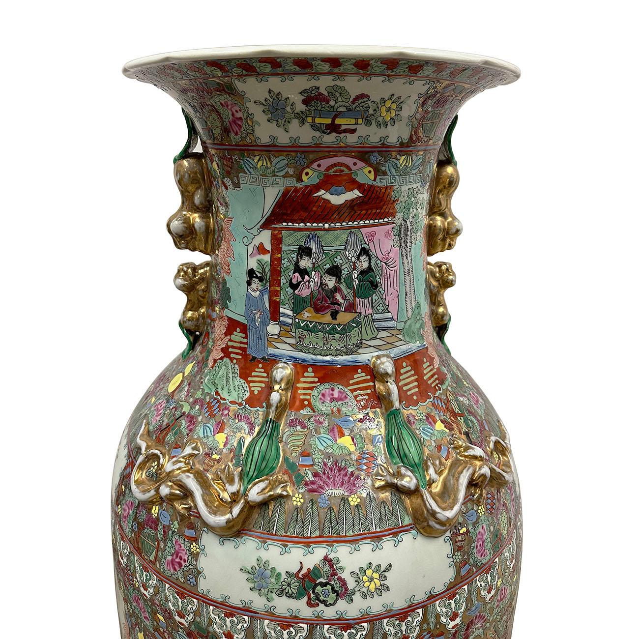 This magnificent Chinese Rose Medallion Tall vases also know as 