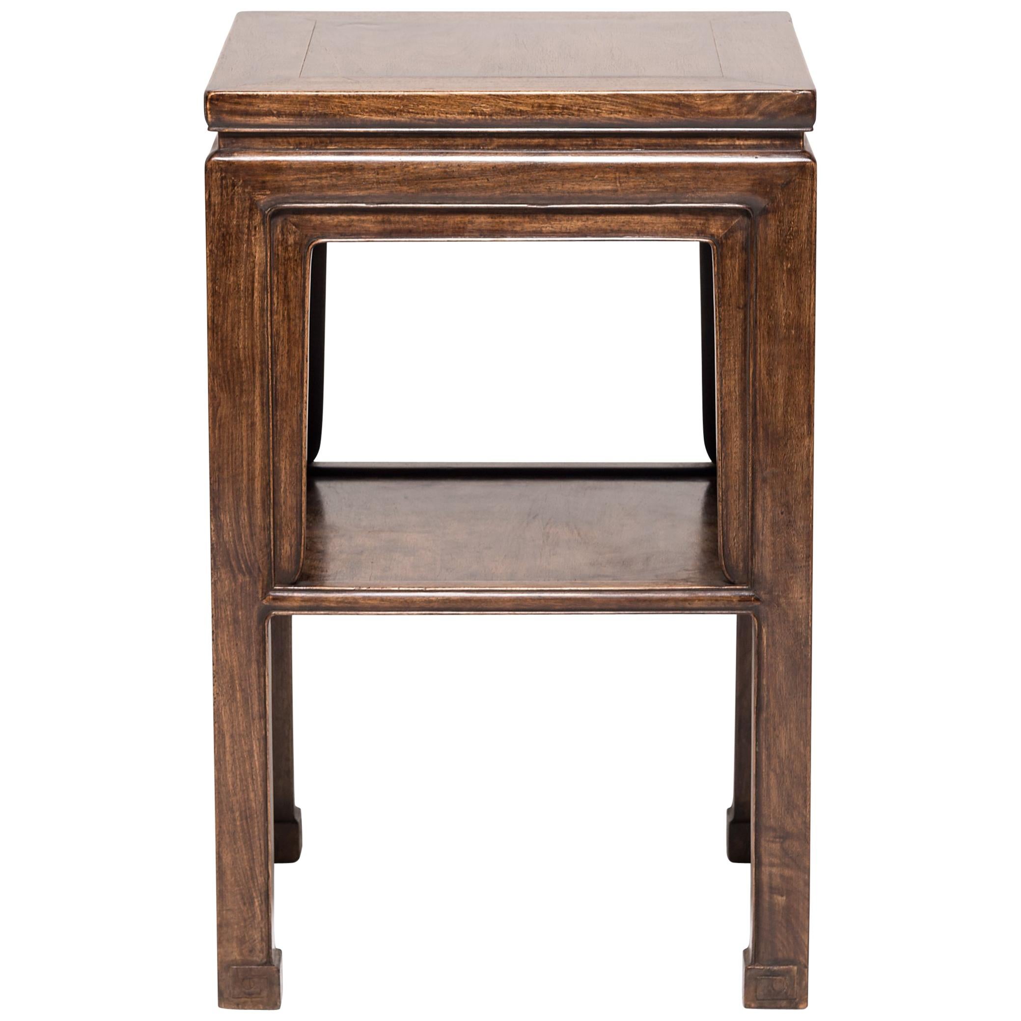 Early 20th Century Chinese Huali Display Table with Shelf
