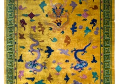 Early 20th Century Chinese Imperial Dragon Art Deco Rug