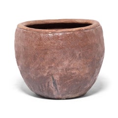 Early 20th Century Chinese Incised Terracotta Grain Jar
