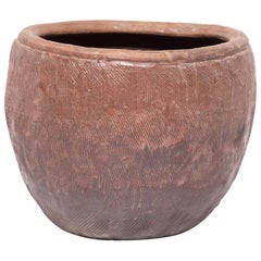 Early 20th Century Chinese Incised Terracotta Grain Jar