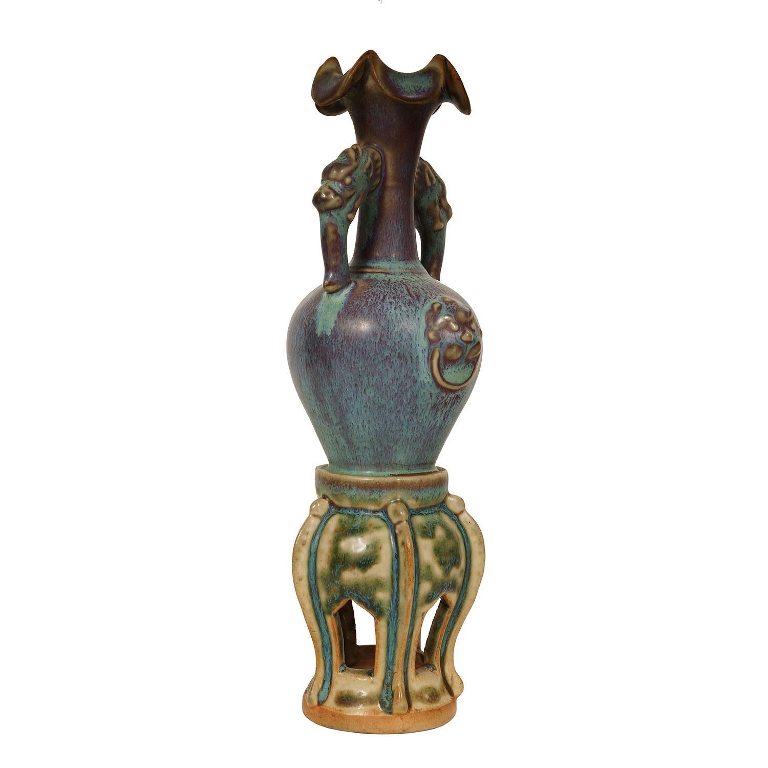 Smaltato Vaso in porcellana cinese Jun Ware Fambe Glaze dei primi del Novecento in vendita