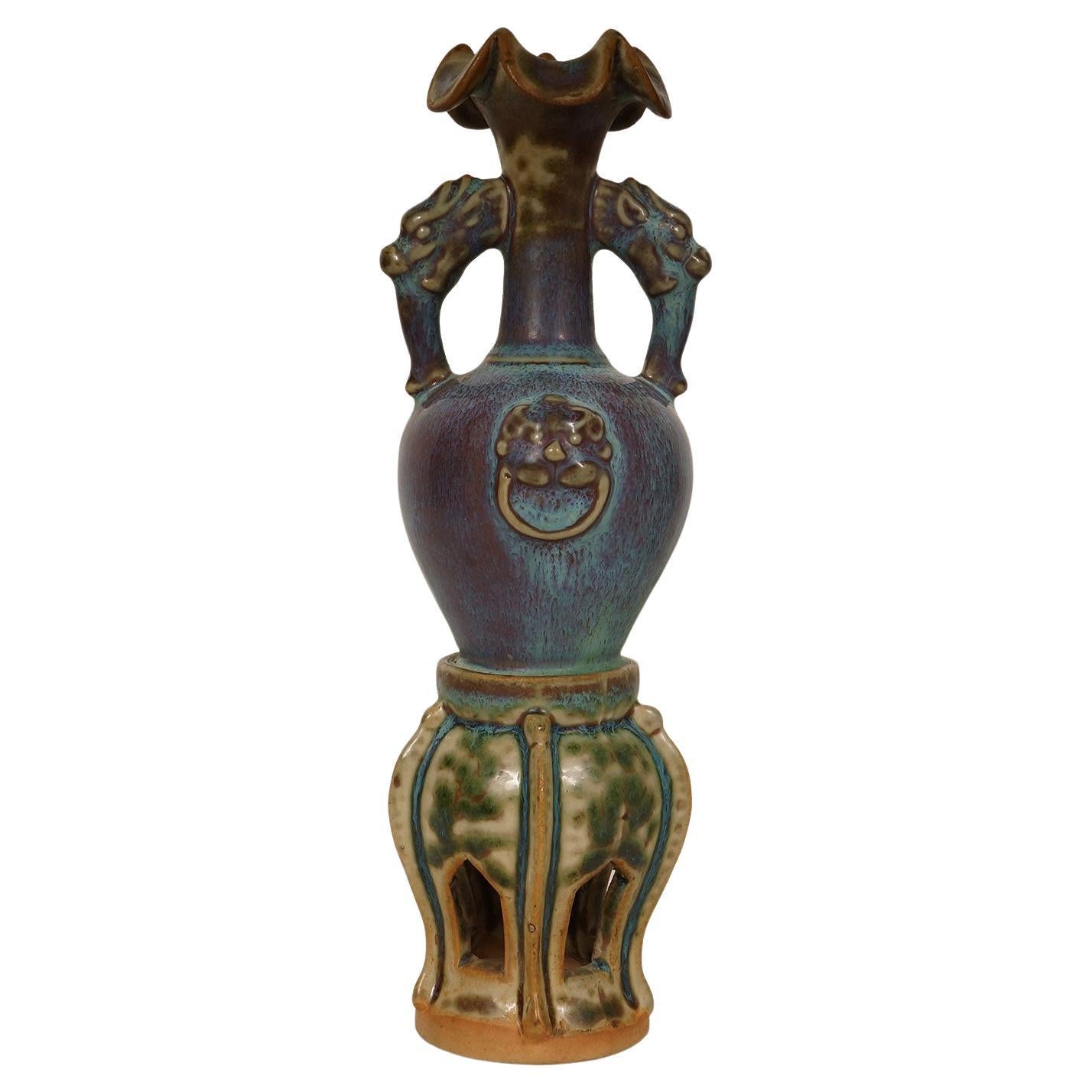 Vaso in porcellana cinese Jun Ware Fambe Glaze dei primi del Novecento
