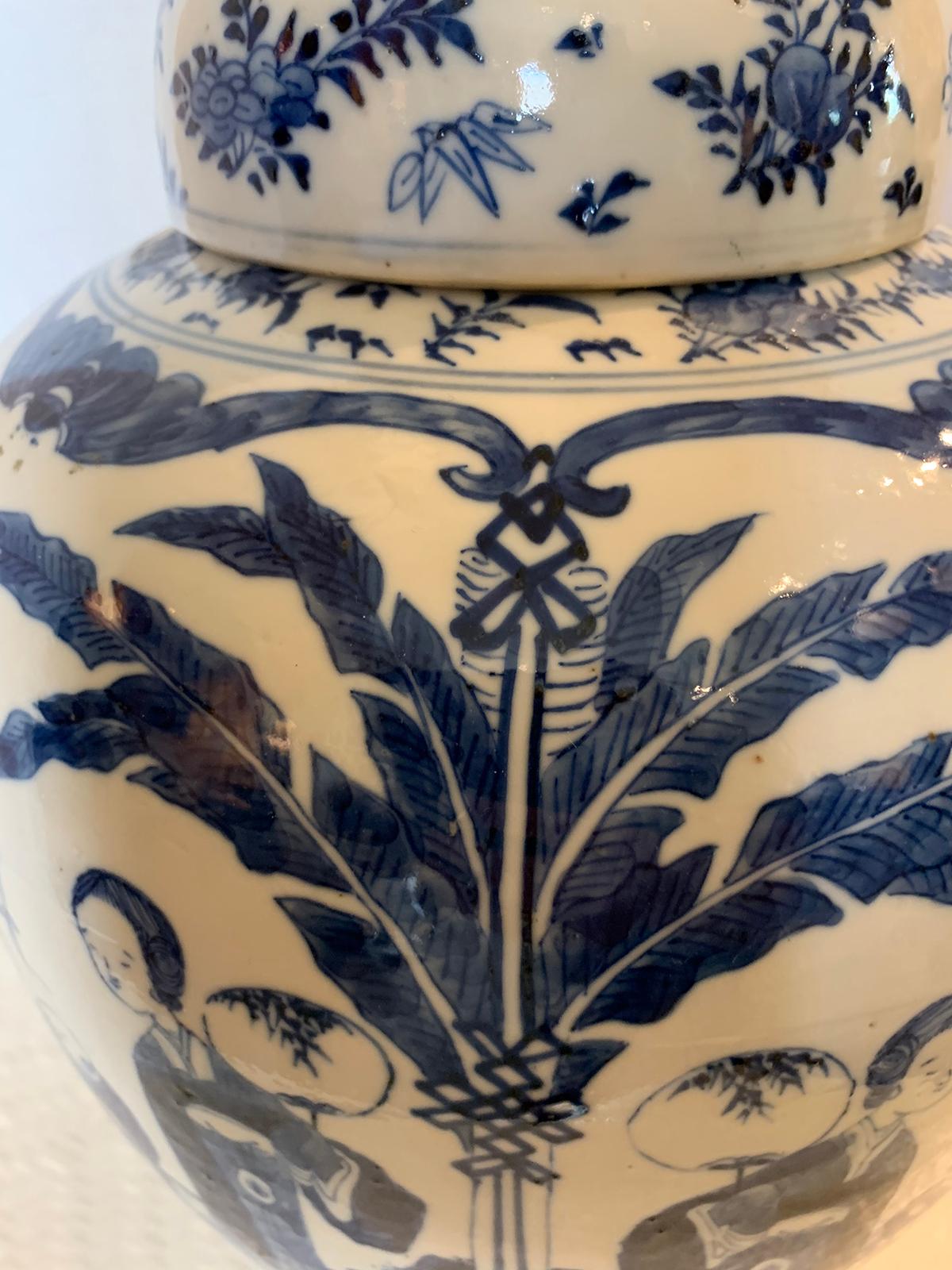 Early 20th Century Chinese Kangxi Period Blue and White Lidded Jar, Reign Marks 4