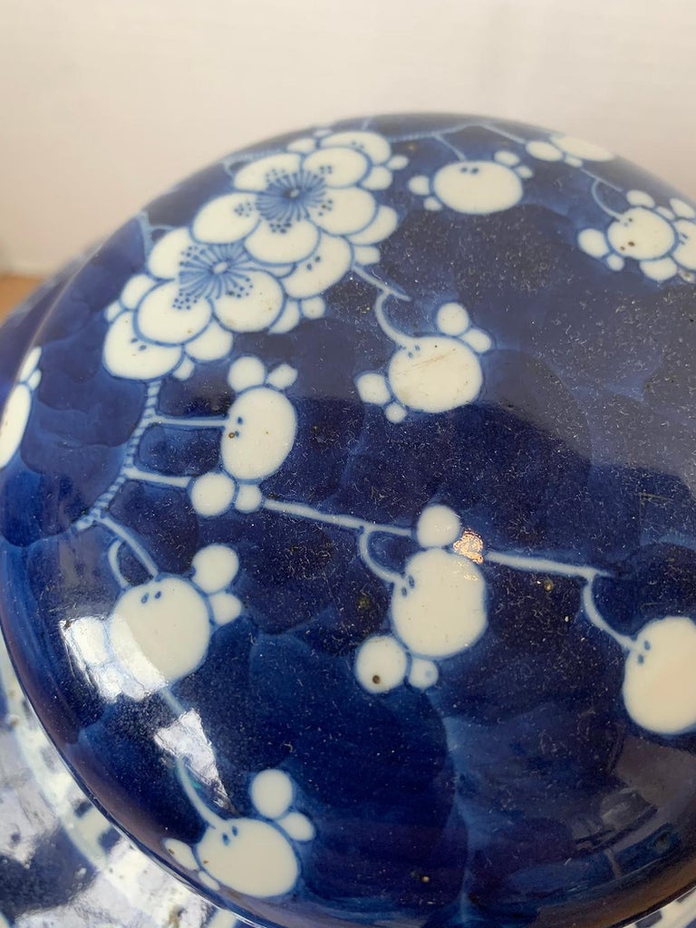 Early 20th Century Chinese Kangxi Style Blue and White Cherry Blossom Ginger Jar 5