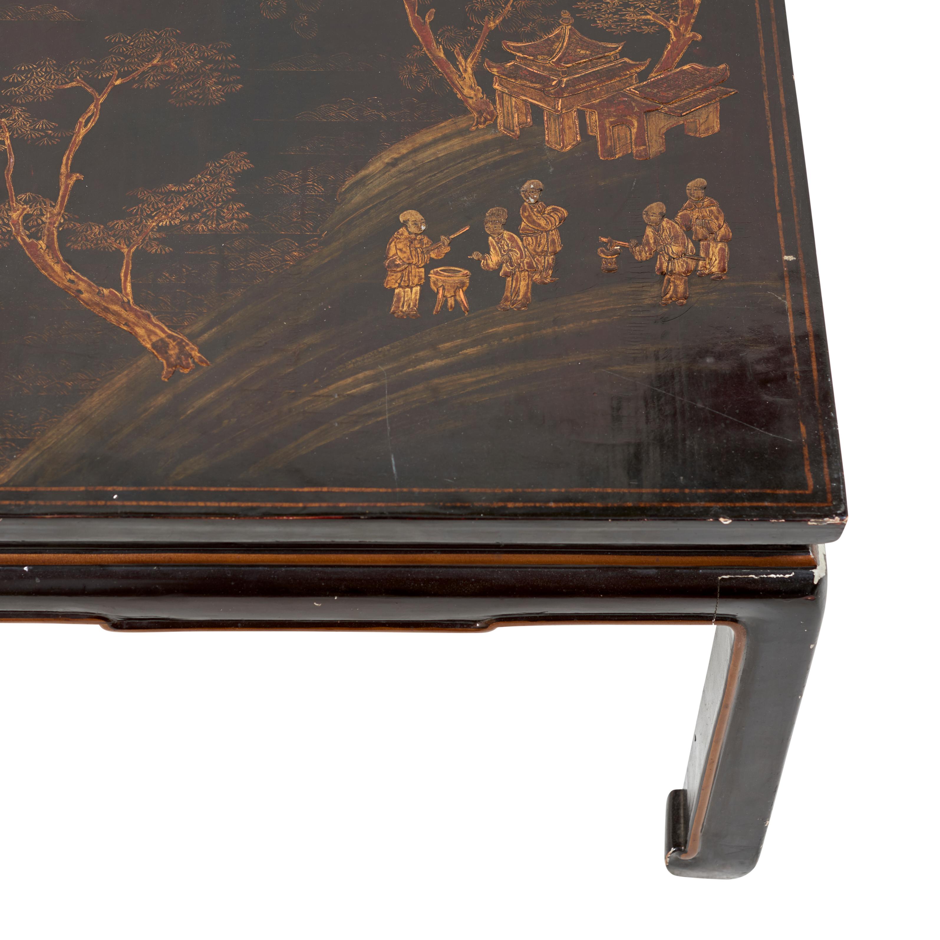 Wood Early 20th Century Chinese Lacquer Coffee Table, from France