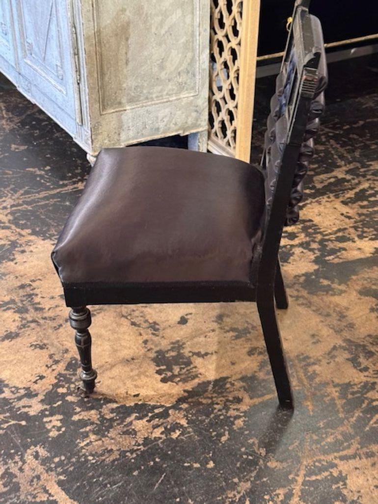 Leather Early 20th Century Chinese Lacquered Chair For Sale
