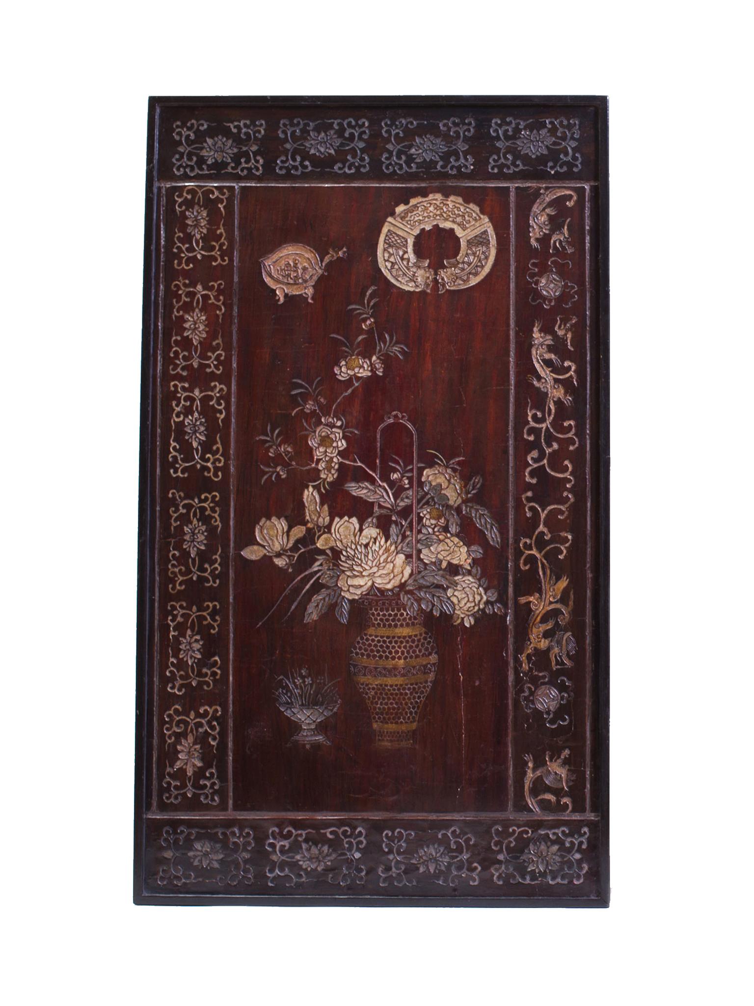 Wood Early 20th Century Chinese Lacquered Panel Tables, a Pair