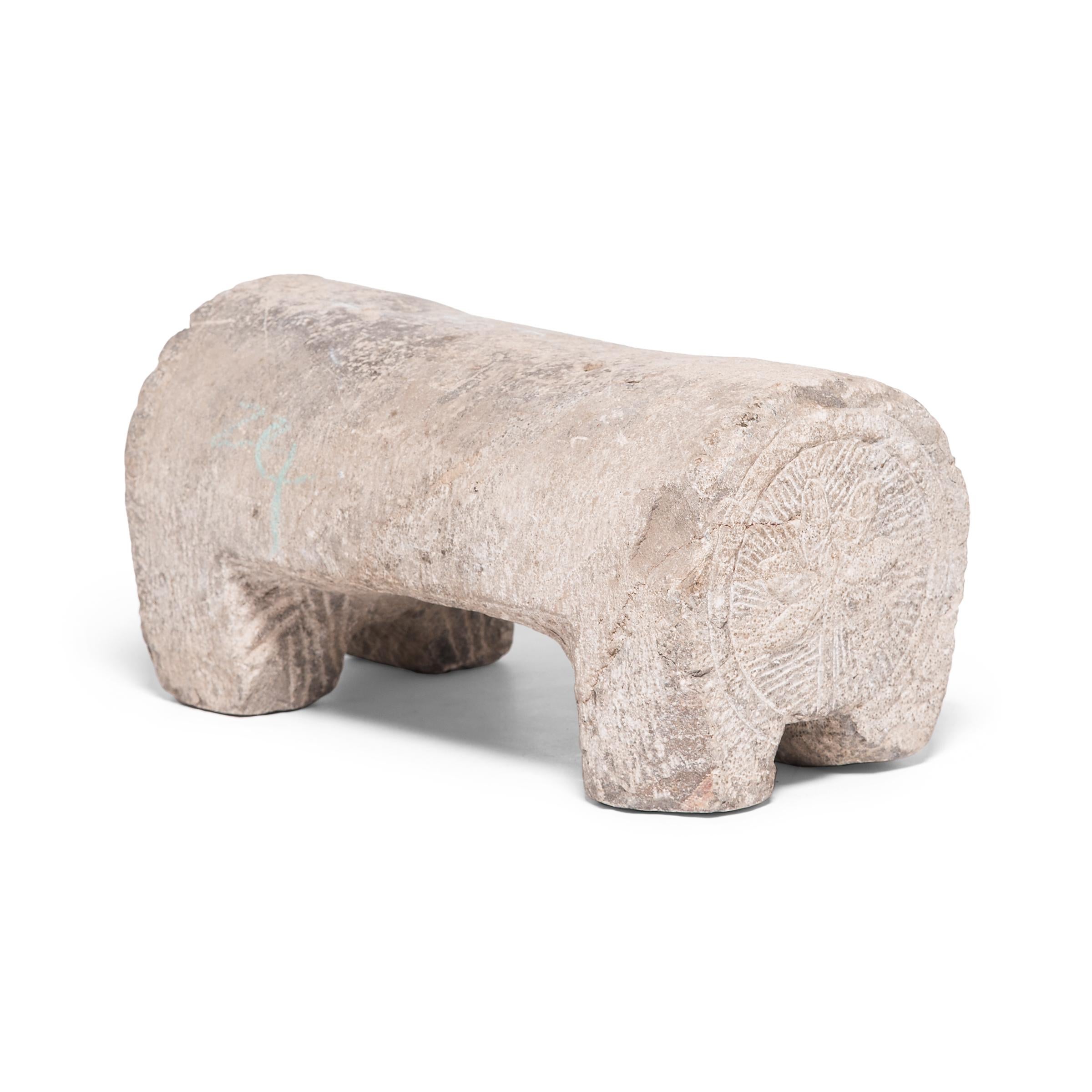 Qing Chinese Limestone Foot Rest, c. 1900 For Sale