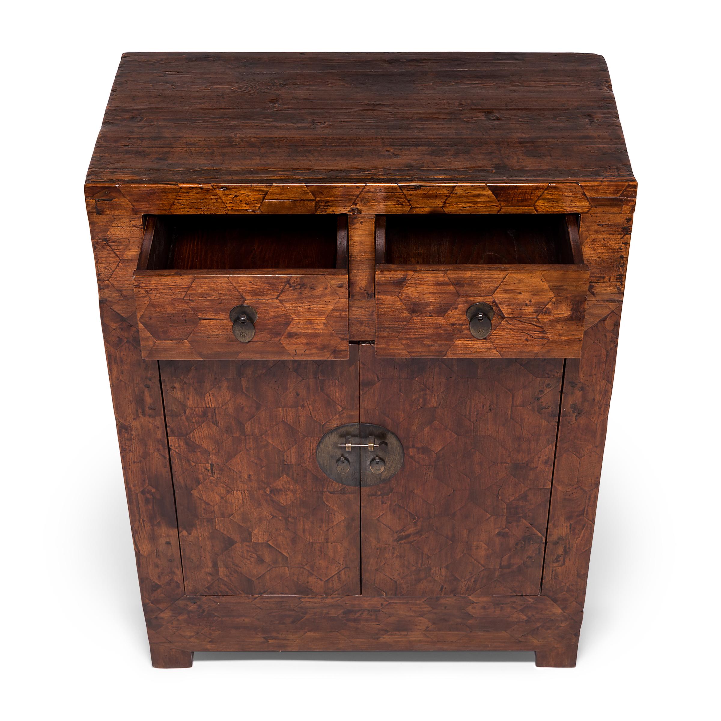 Brass Chinese Mixed Parquetry Cabinet, c. 1900