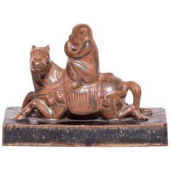 Antique Early 20th Century Chinese Monkey on Horse Shoemaker's Weight