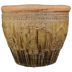 Monumental Chinese Drip Glaze Relief Jar, c. 1900
