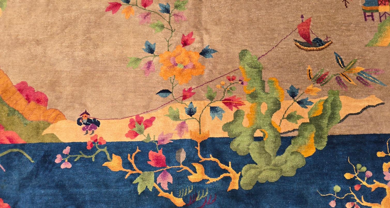 Début du 20ème siècle, tapis chinois Nichols Rugs Art deco 9x12 Excellent état - En vente à Los Angeles, CA
