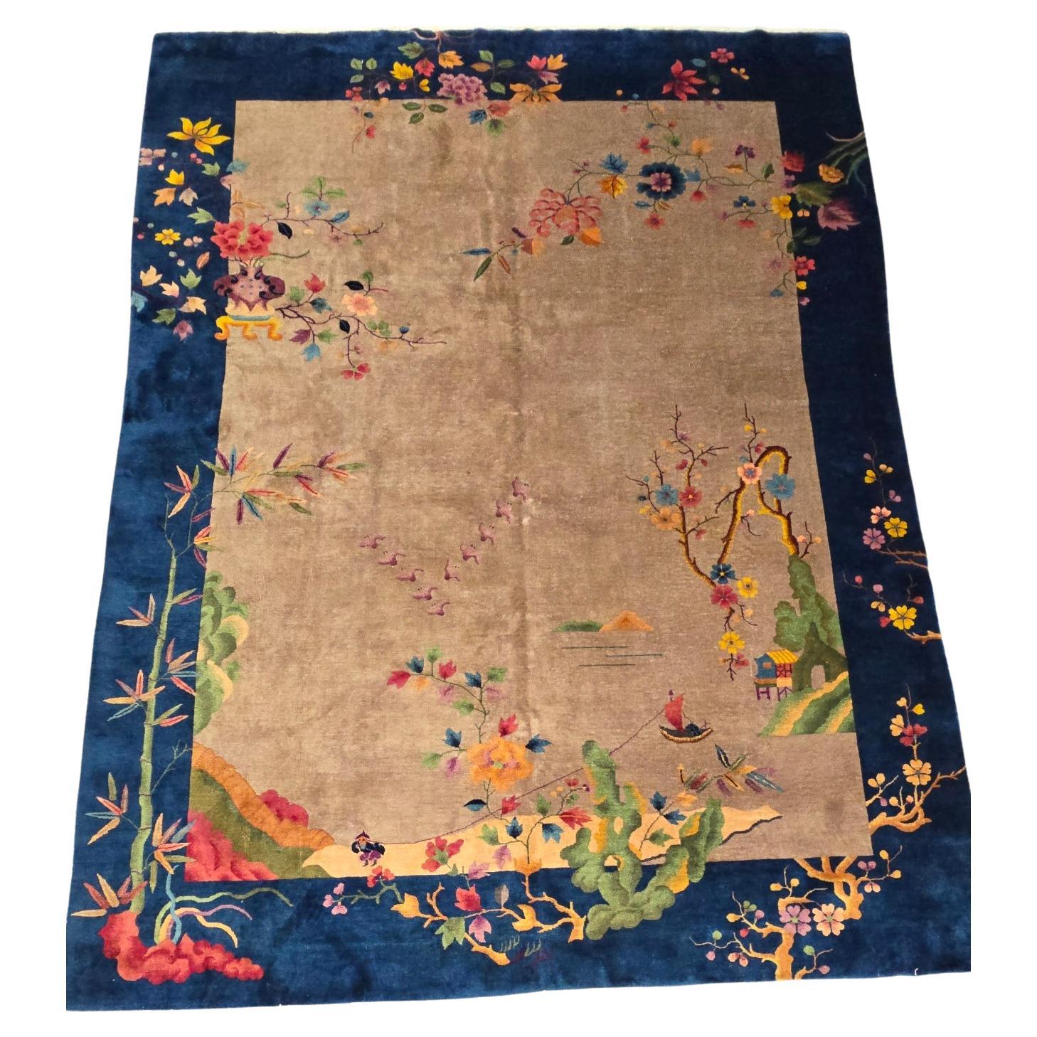 Début du 20ème siècle, tapis chinois Nichols Rugs Art deco 9x12 en vente
