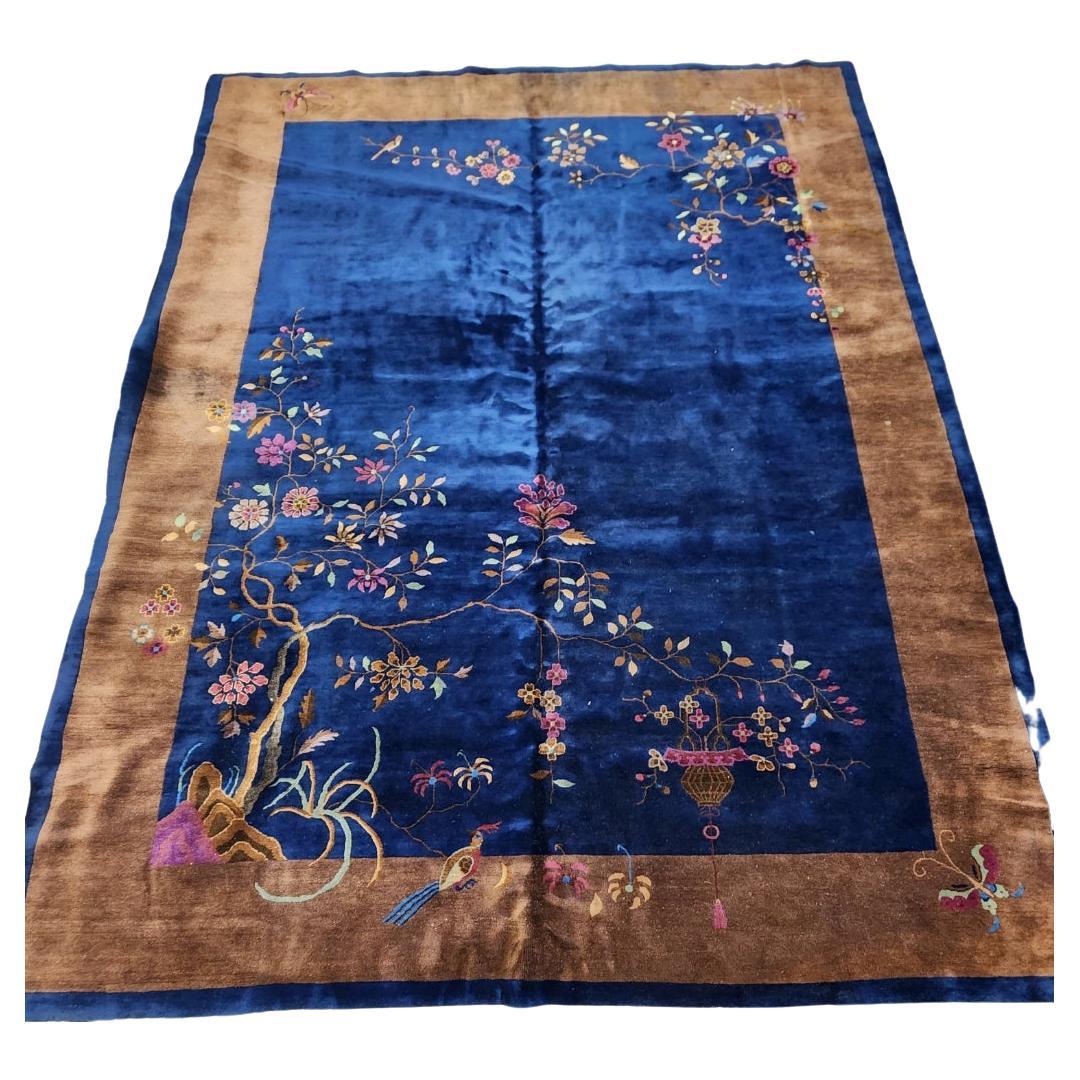 Early 20th Century Chinese Nichols Art Deco Rug circa 1920 9x12 For Sale