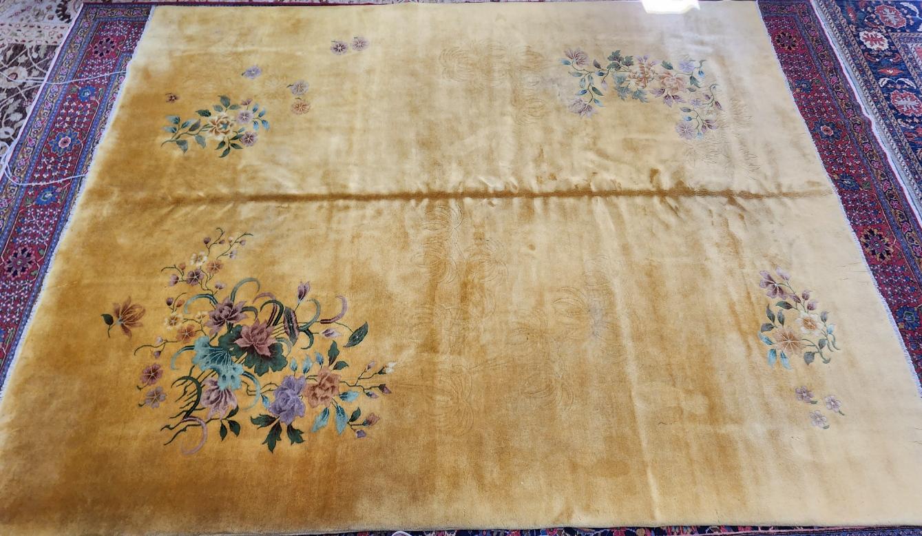 Hand-Woven Early 20th Century Chinese Nichols Art Deco Rug circa 1920 Mint Condition 9x12 For Sale